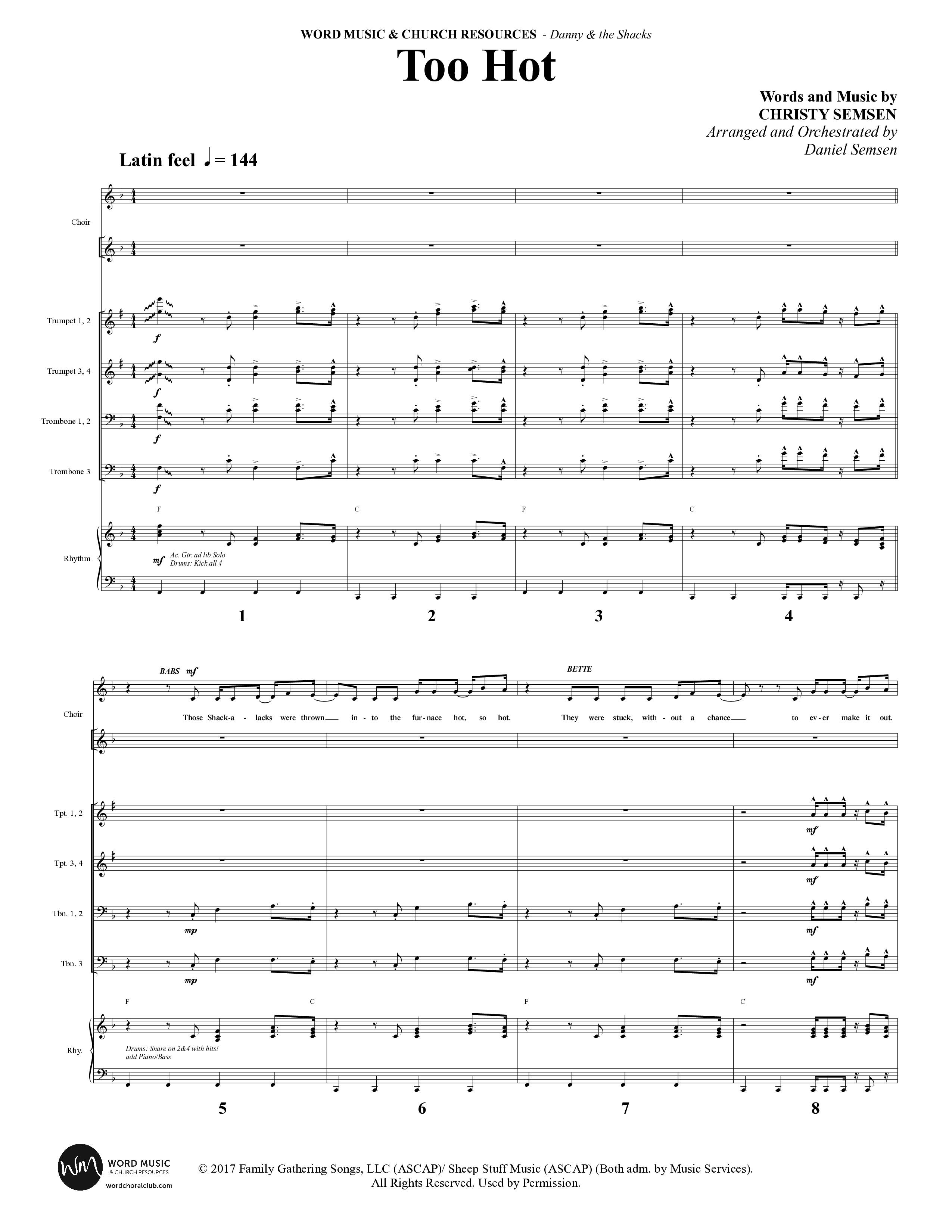 Danny & The Shacks (12 Song Choral Collection) Song 5 (Orchestration) (WordKidz / Arr. Daniel Semsen)