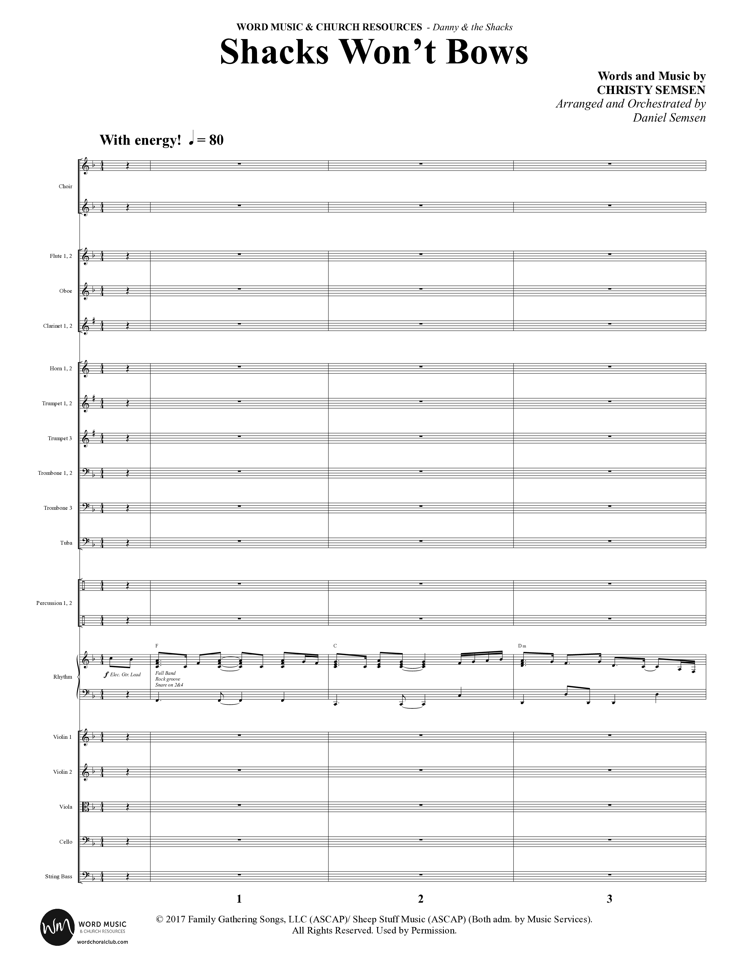Danny & The Shacks (12 Song Choral Collection) Song 8 (Orchestration) (WordKidz / Arr. Daniel Semsen)