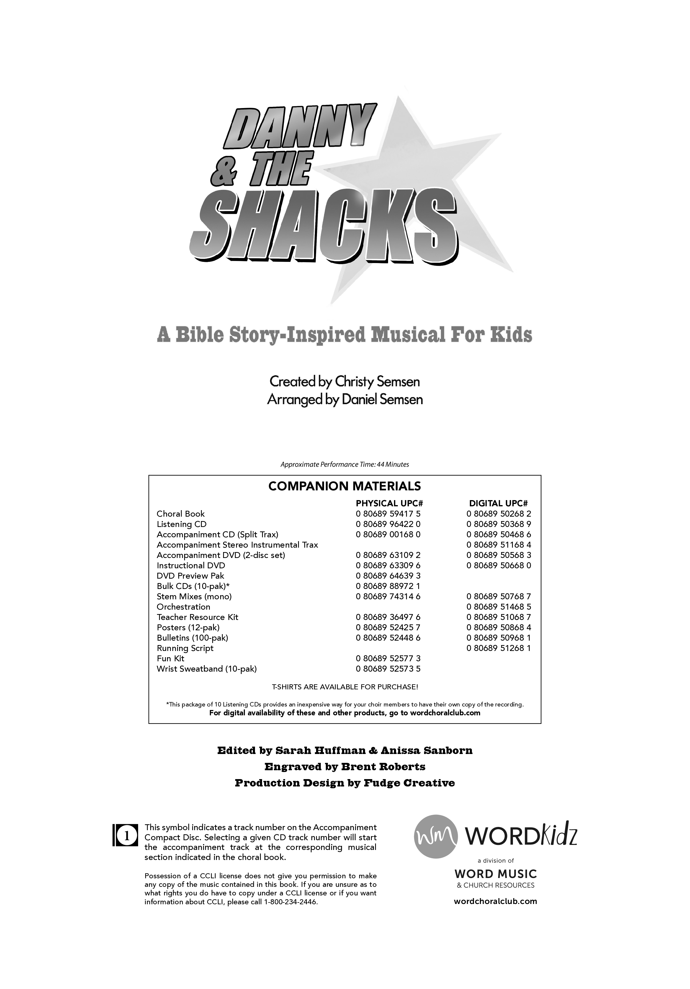 Danny & The Shacks (12 Song Choral Collection) Choral Book (WordKidz / Arr. Daniel Semsen)