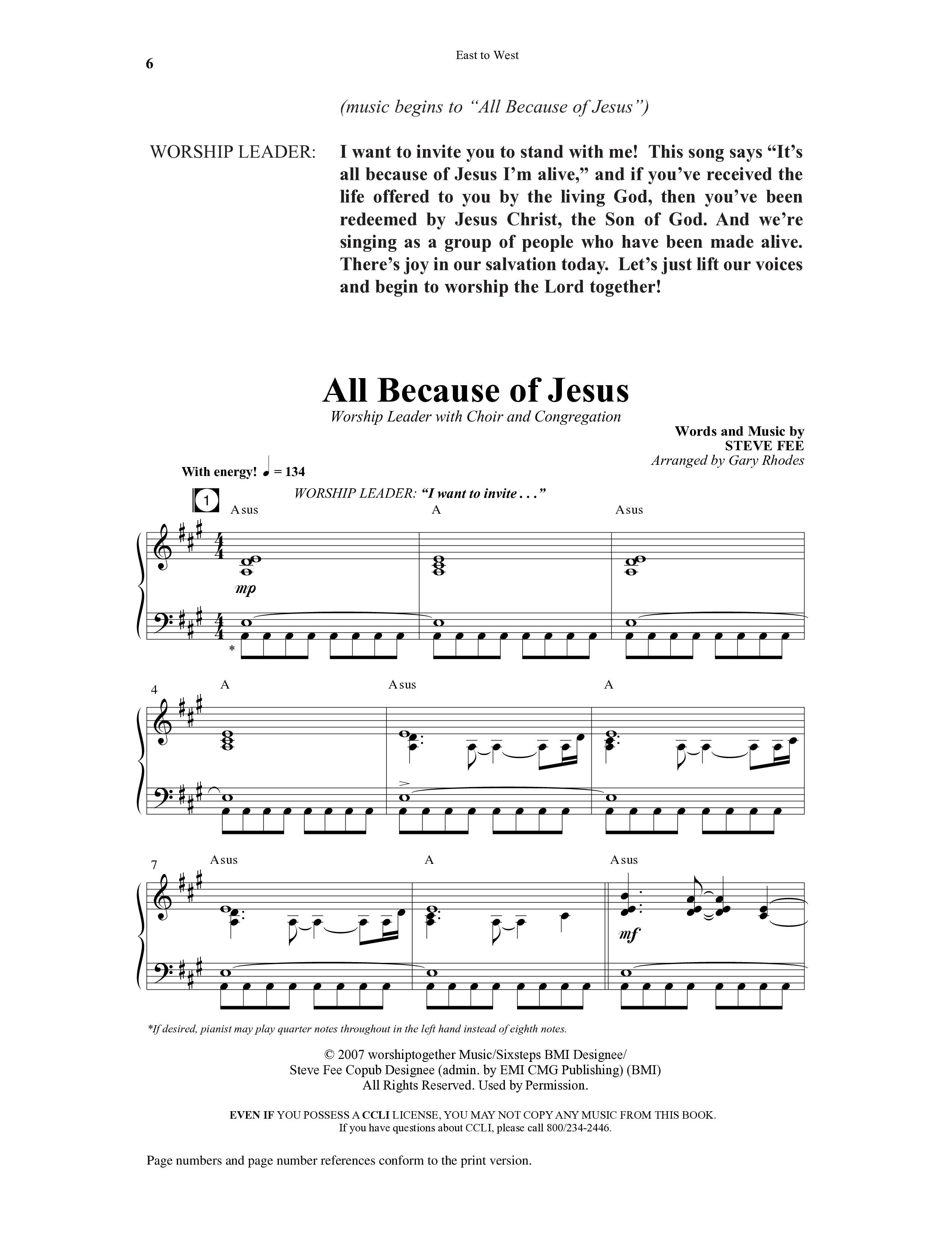 East To West (10 Song Choral Collection) Song 1 (Piano SATB) (Word Music Choral / Arr. Gary Rhodes / Orch. Tim Cates)