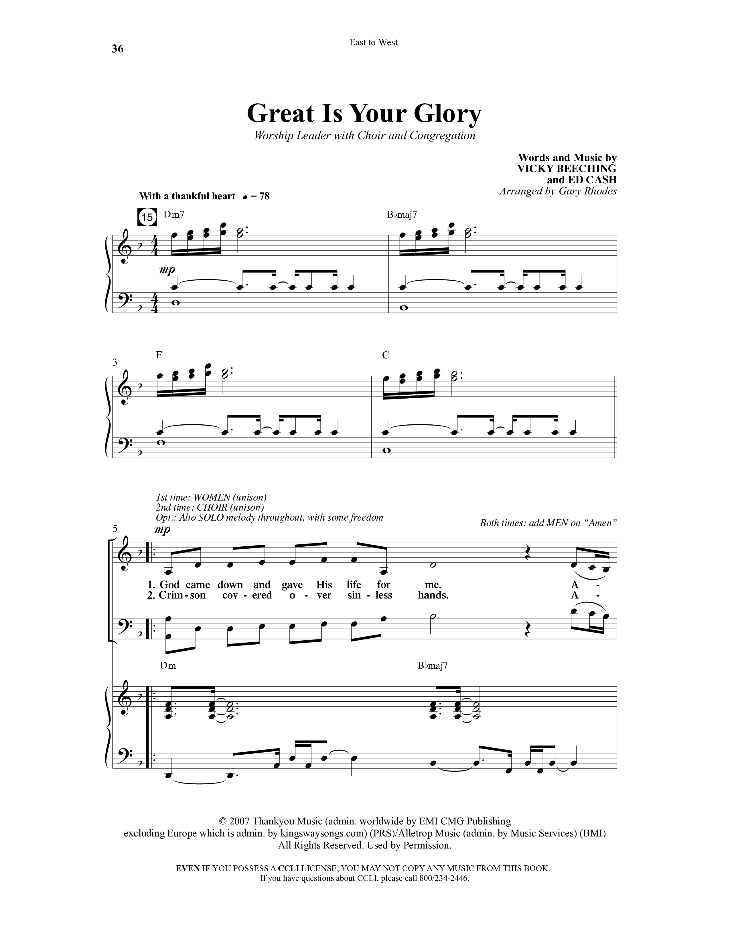 East To West (10 Song Choral Collection) Song 3 (Piano SATB) (Word Music Choral / Arr. Gary Rhodes / Orch. Tim Cates)
