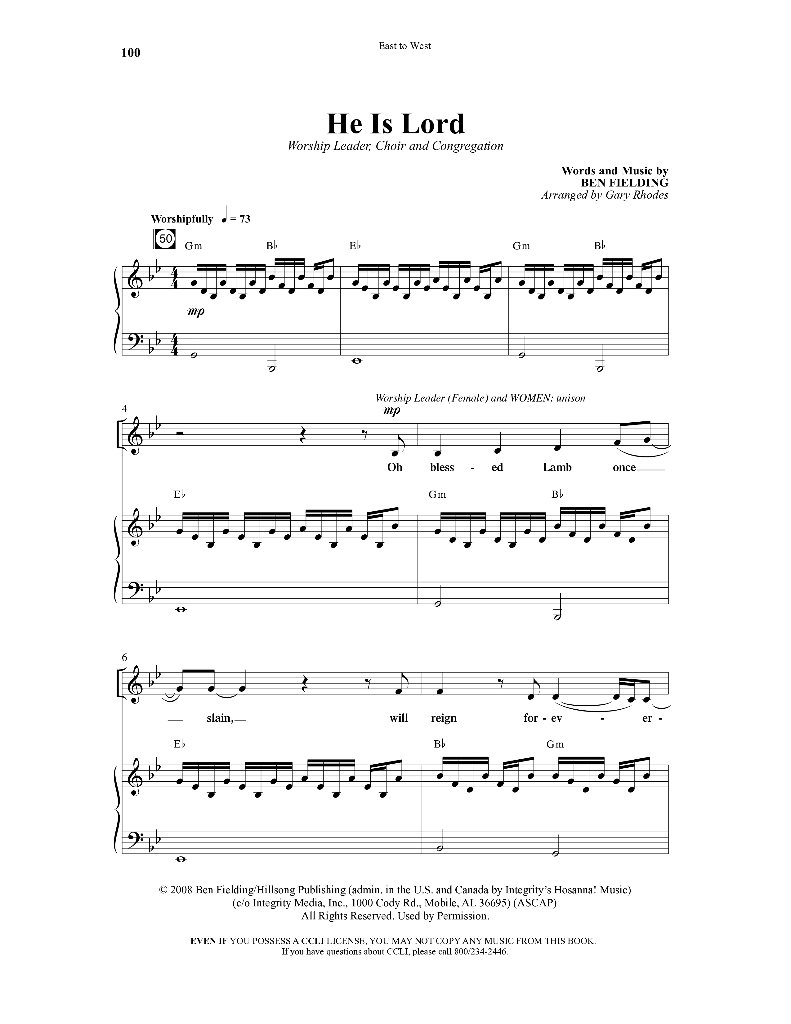 East To West (10 Song Choral Collection) Song 8 (Piano SATB) (Word Music Choral / Arr. Gary Rhodes / Orch. Tim Cates)