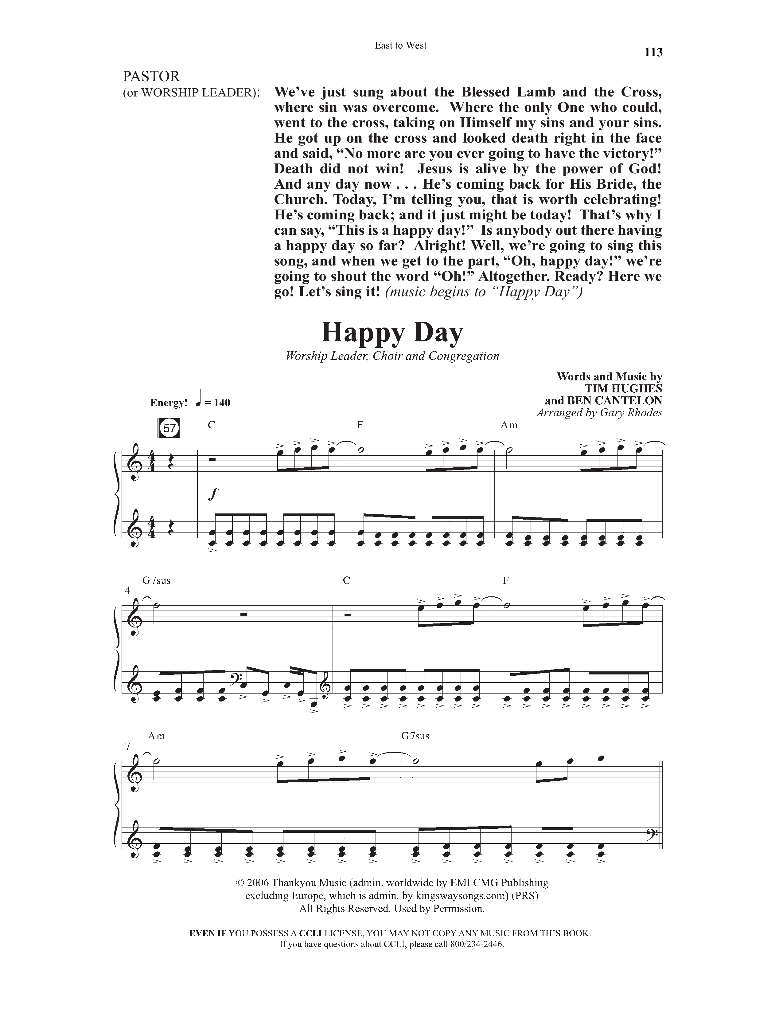 East To West (10 Song Choral Collection) Song 9 (Piano SATB) (Word Music Choral / Arr. Gary Rhodes / Orch. Tim Cates)