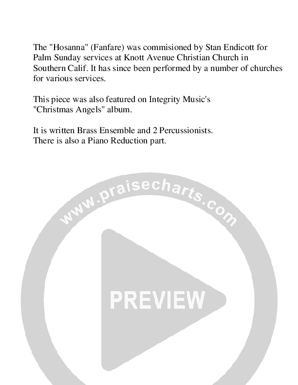 Hosanna (Fanfare) (Instrumental) Cover Sheet ()