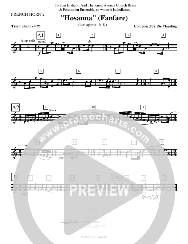 Hosanna (Fanfare) (Instrumental) French Horn 2 ()