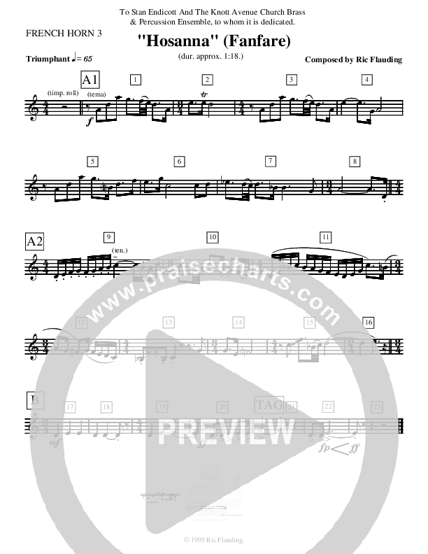 Hosanna (Fanfare) (Instrumental) French Horn 3 ()
