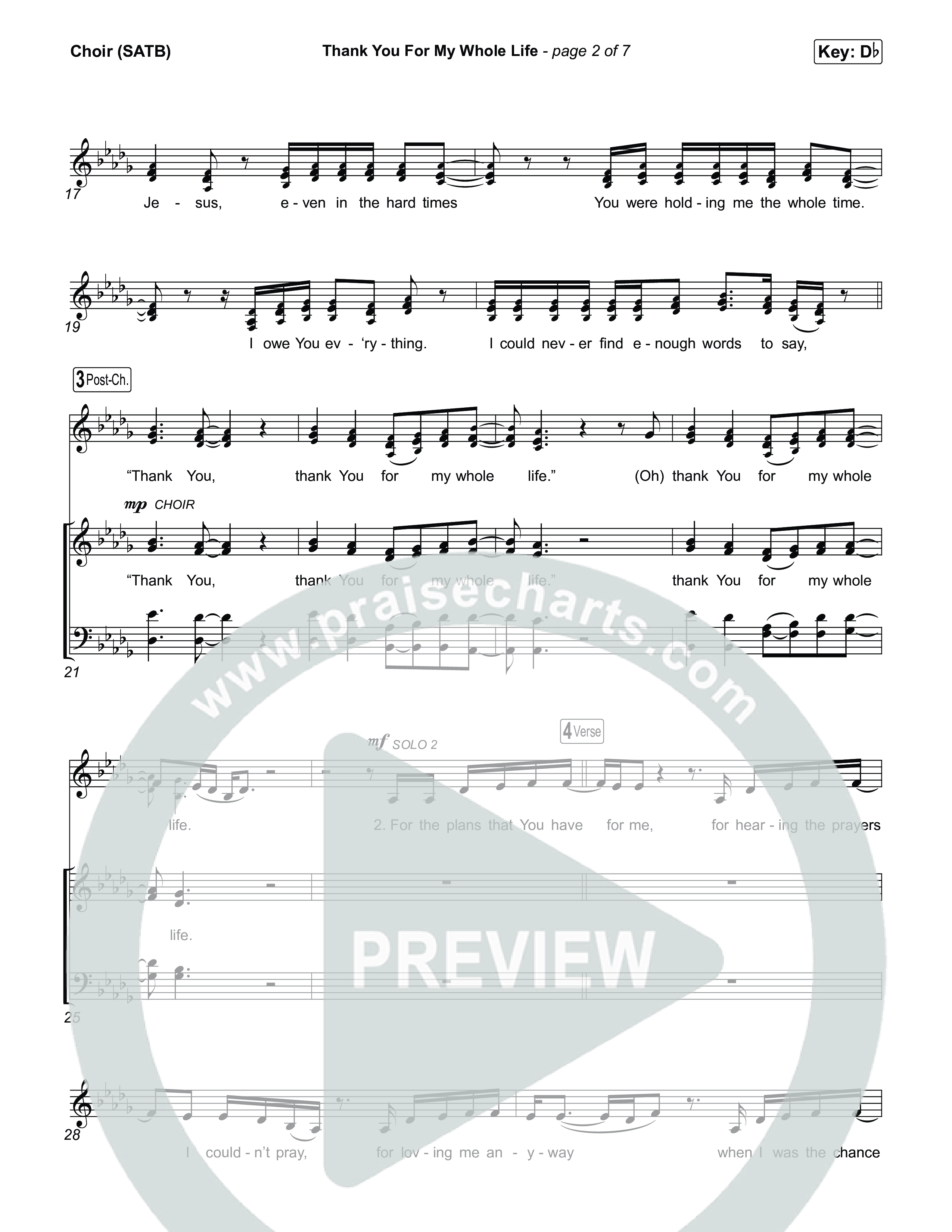 Thank You For My Whole Life Choir Sheet (SATB) (CAIN)