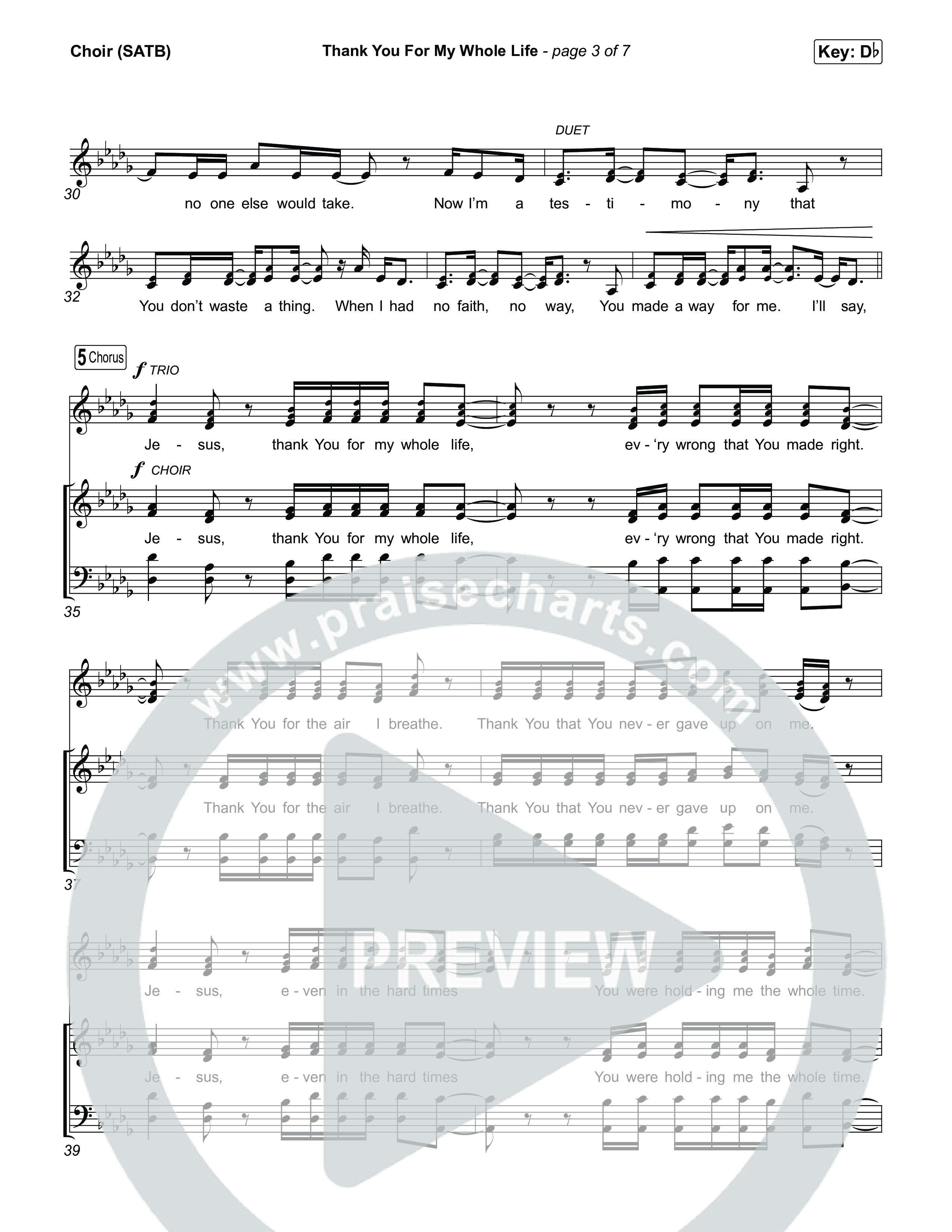 Thank You For My Whole Life Choir Sheet (SATB) (CAIN)
