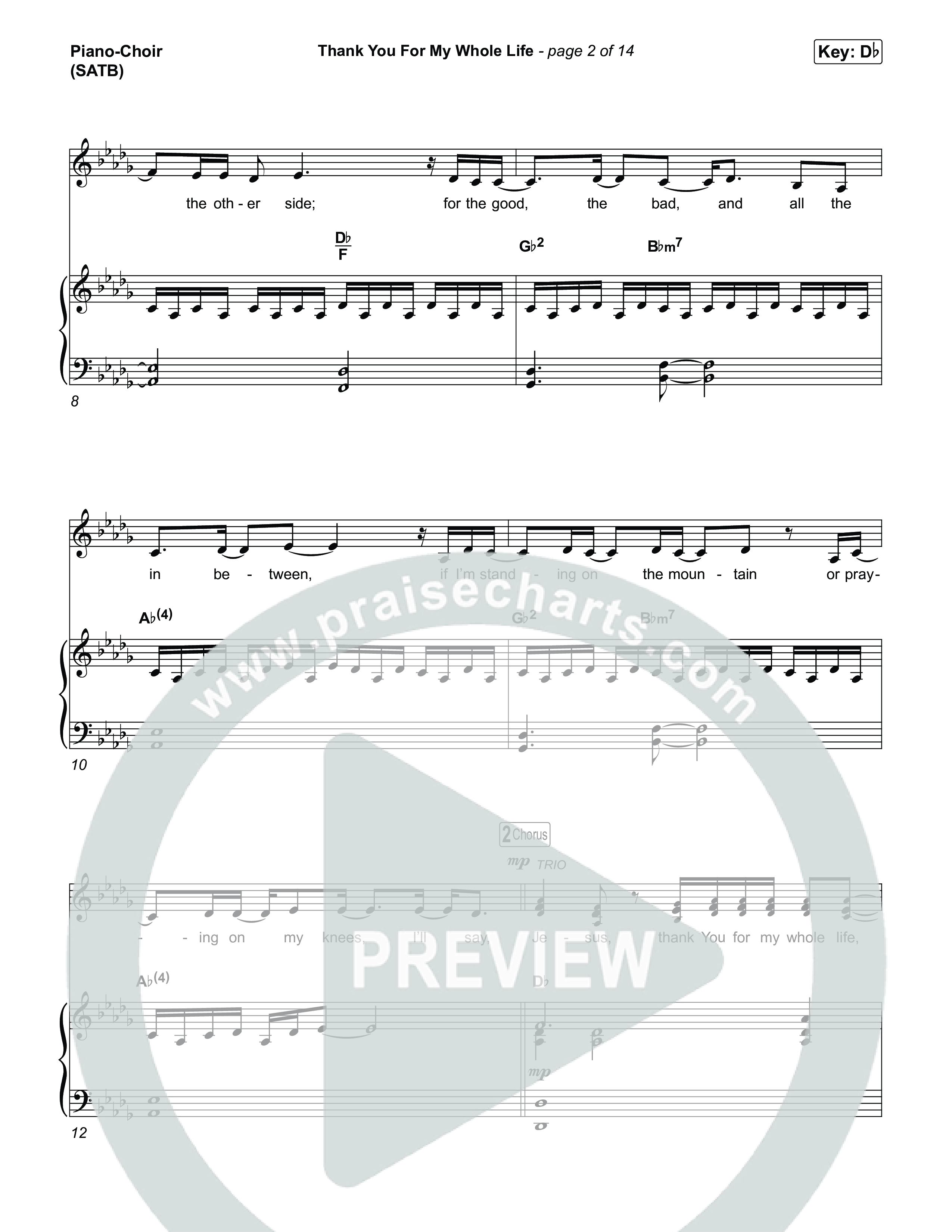Thank You For My Whole Life Piano/Vocal (SATB) (CAIN)