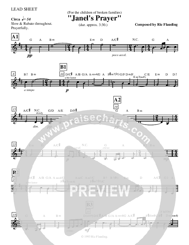 Janel's Prayer (Instrumental) Lead Sheet ()