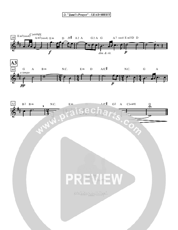 Janel's Prayer (Instrumental) Lead Sheet ()