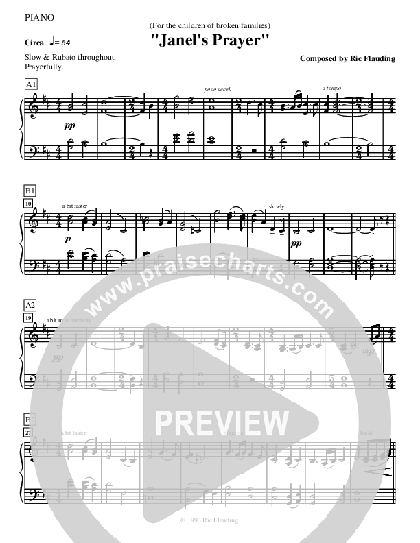 Janel's Prayer (Instrumental) Piano Sheet ()