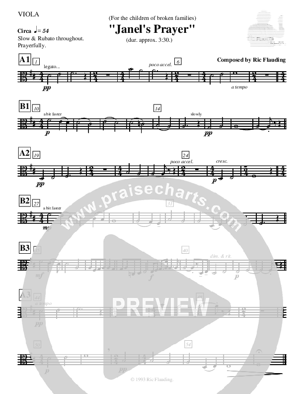 Janel's Prayer (Instrumental) Viola ()