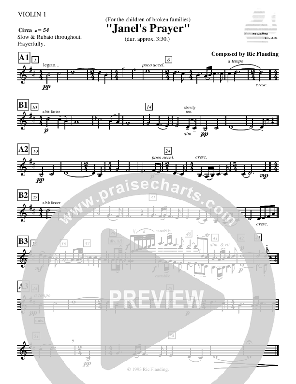 Janel's Prayer (Instrumental) Violin 1 ()