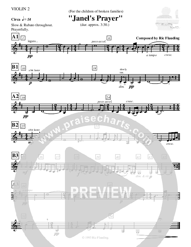 Janel's Prayer (Instrumental) Violin 2 ()