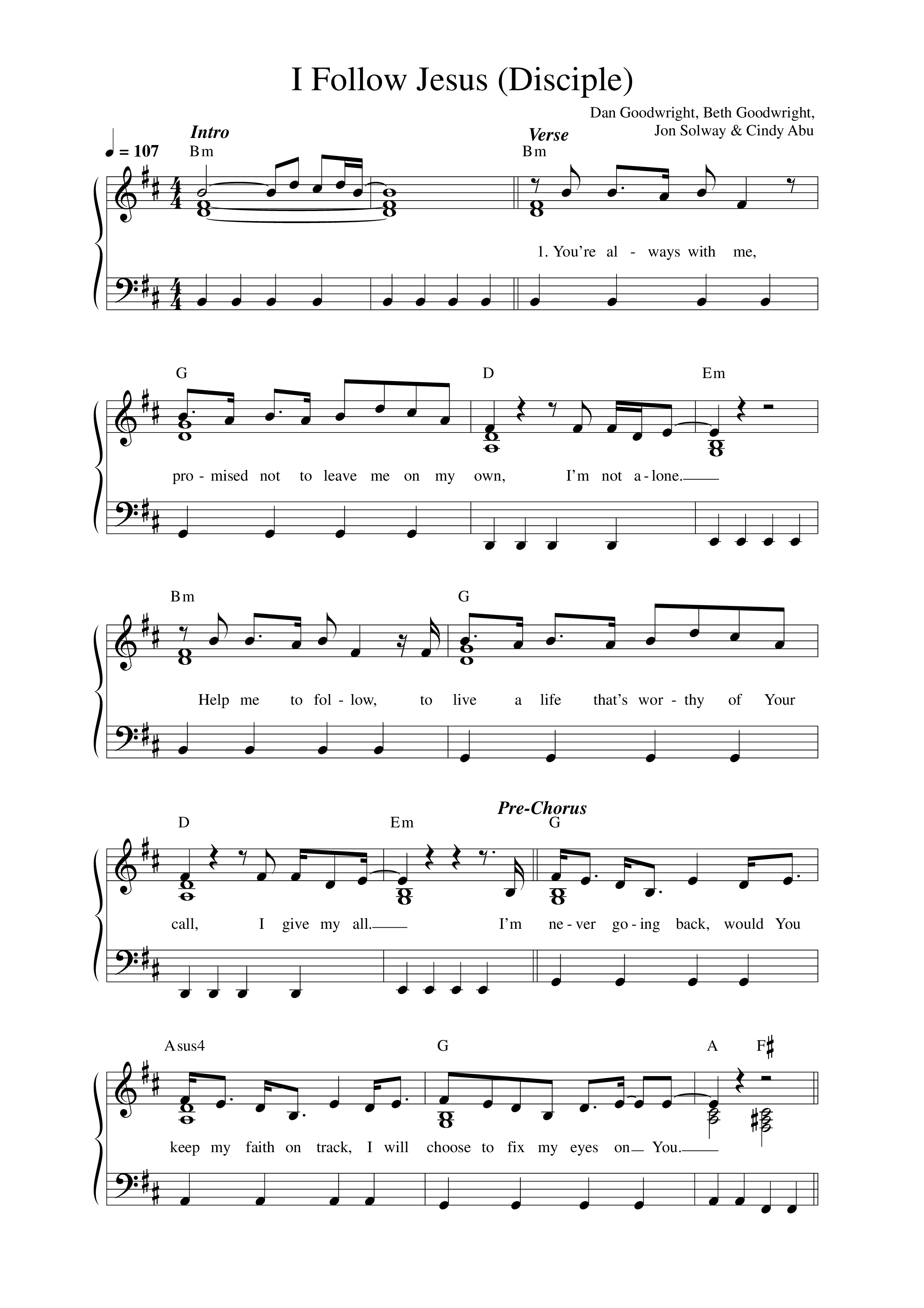 I Follow Jesus (Disciple) Lead Sheet Melody (Dreaming The Impossible / Vineyard Worship)