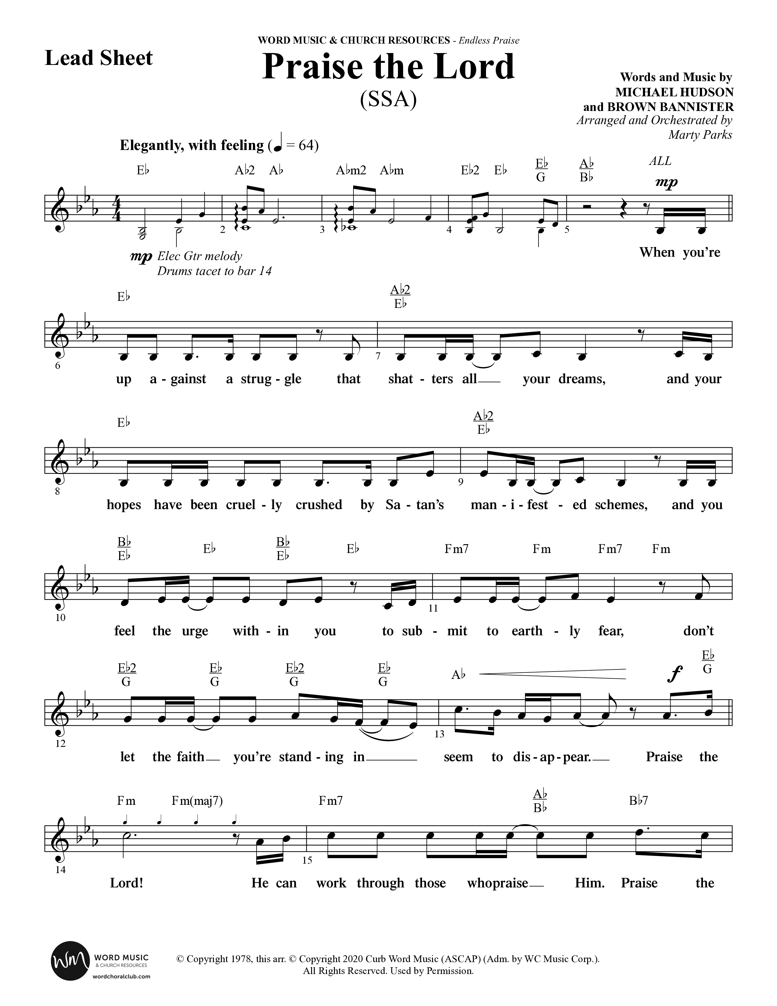 Endless Praise (7 Song Choral Collection) Song 5 (Lead & Chords) (Word Music Choral)