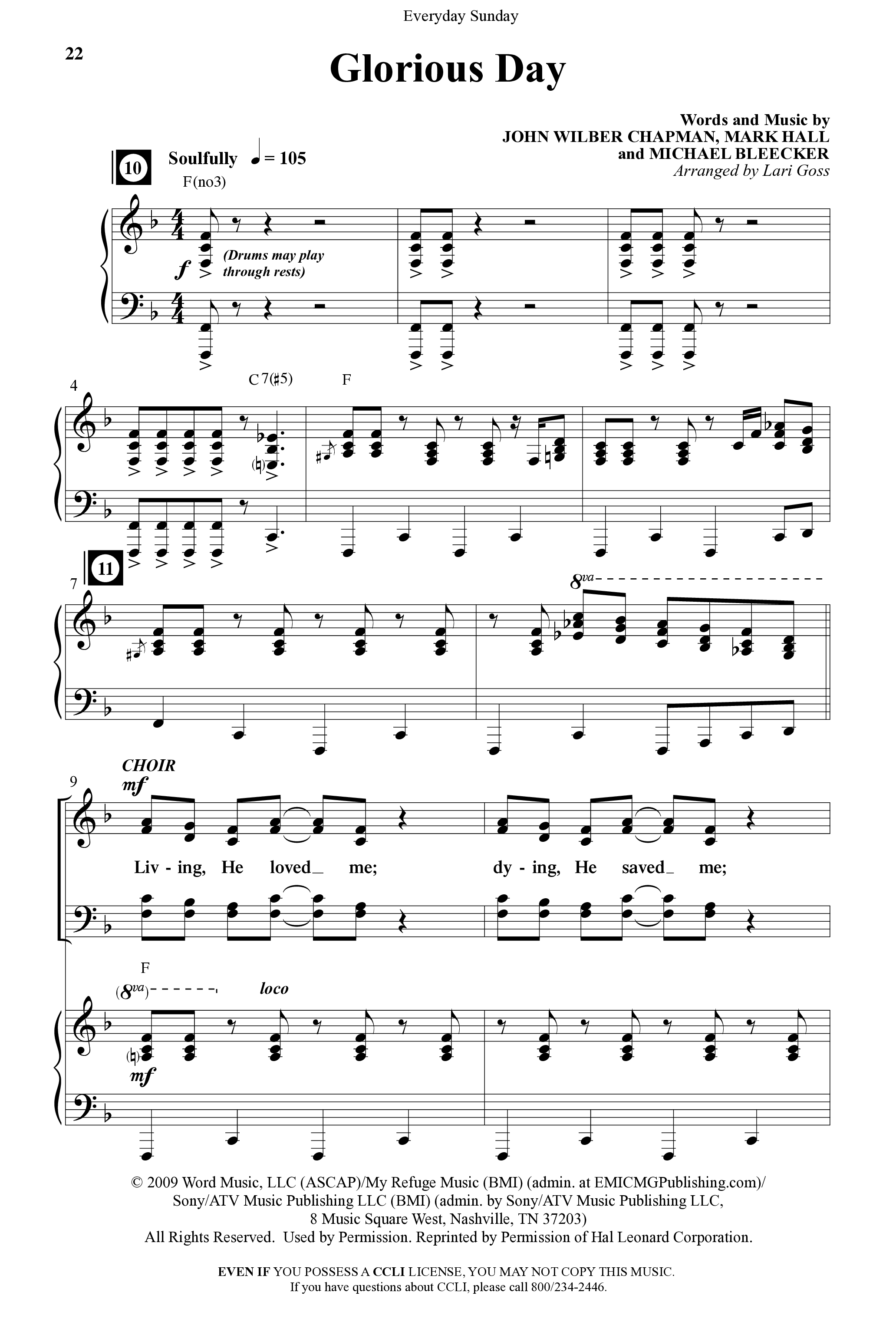 Everyday Sunday (10 Song Choral Collection) Song 2 (Piano SATB) (Word Music Choral / Arr. Lari Goss)