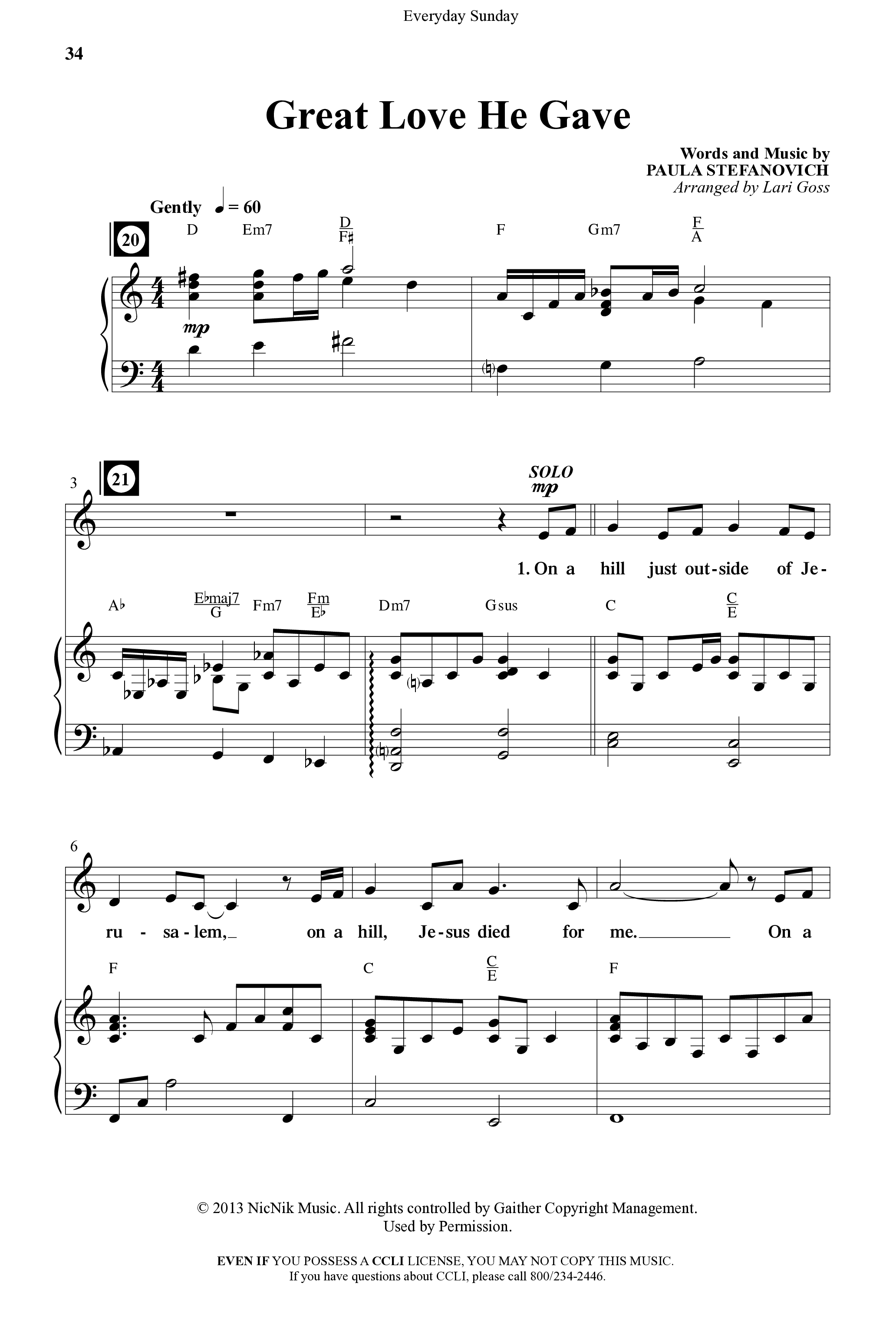 Everyday Sunday (10 Song Choral Collection) Song 3 (Piano SATB) (Word Music Choral / Arr. Lari Goss)