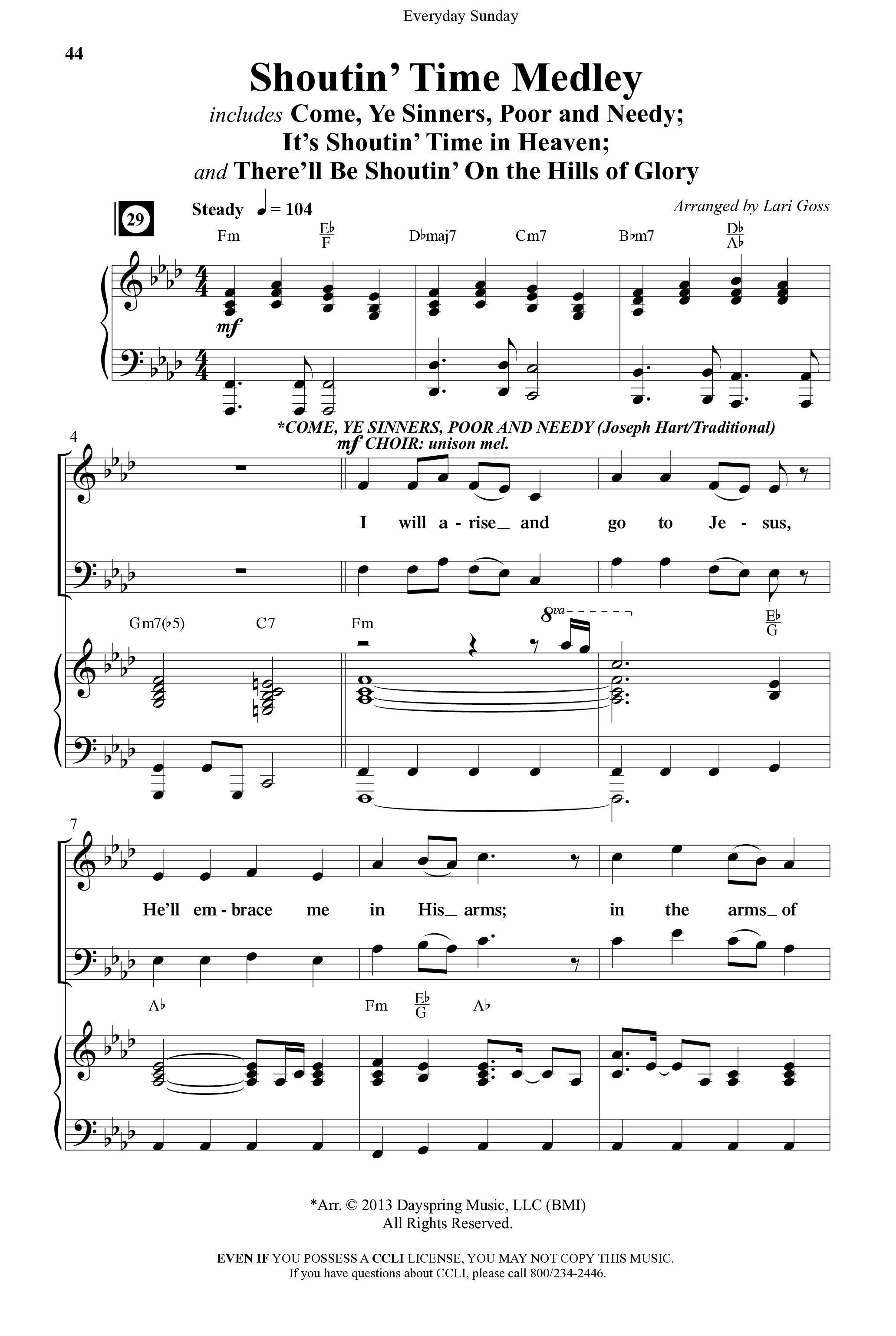 Everyday Sunday (10 Song Choral Collection) Song 4 (Piano SATB) (Word Music Choral / Arr. Lari Goss)