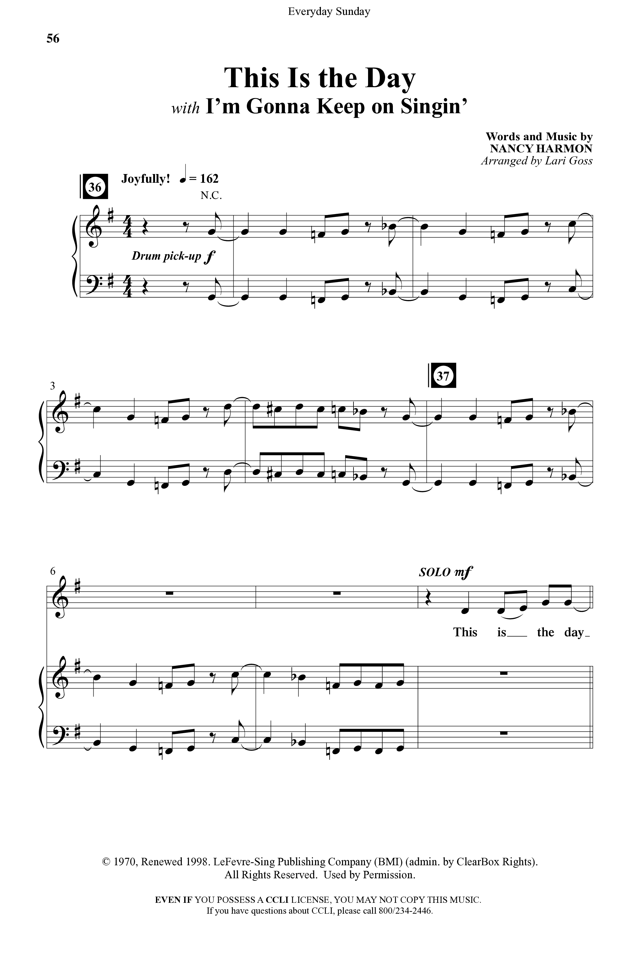 Everyday Sunday (10 Song Choral Collection) Song 5 (Piano SATB) (Word Music Choral / Arr. Lari Goss)