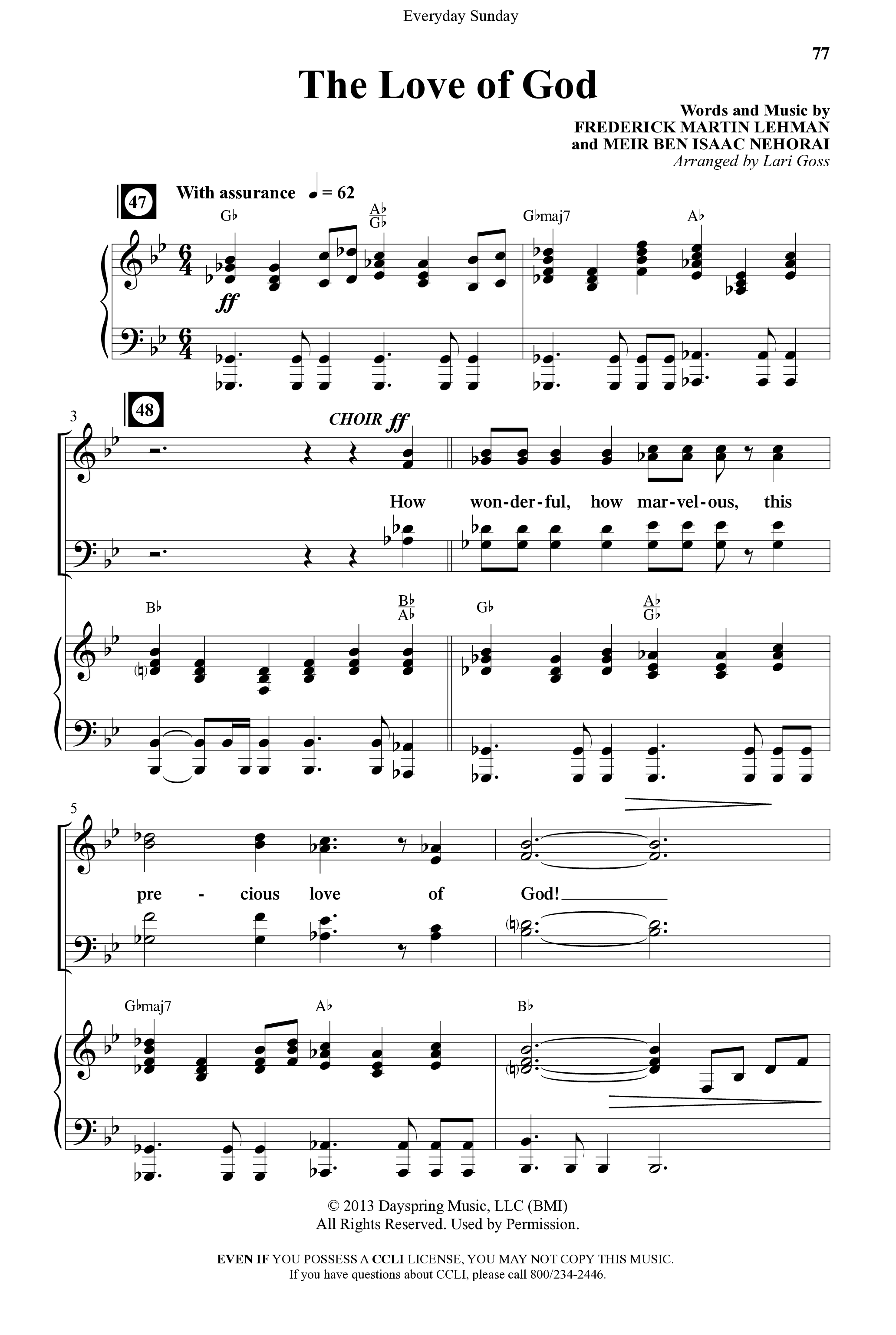 Everyday Sunday (10 Song Choral Collection) Song 6 (Piano SATB) (Word Music Choral / Arr. Lari Goss)