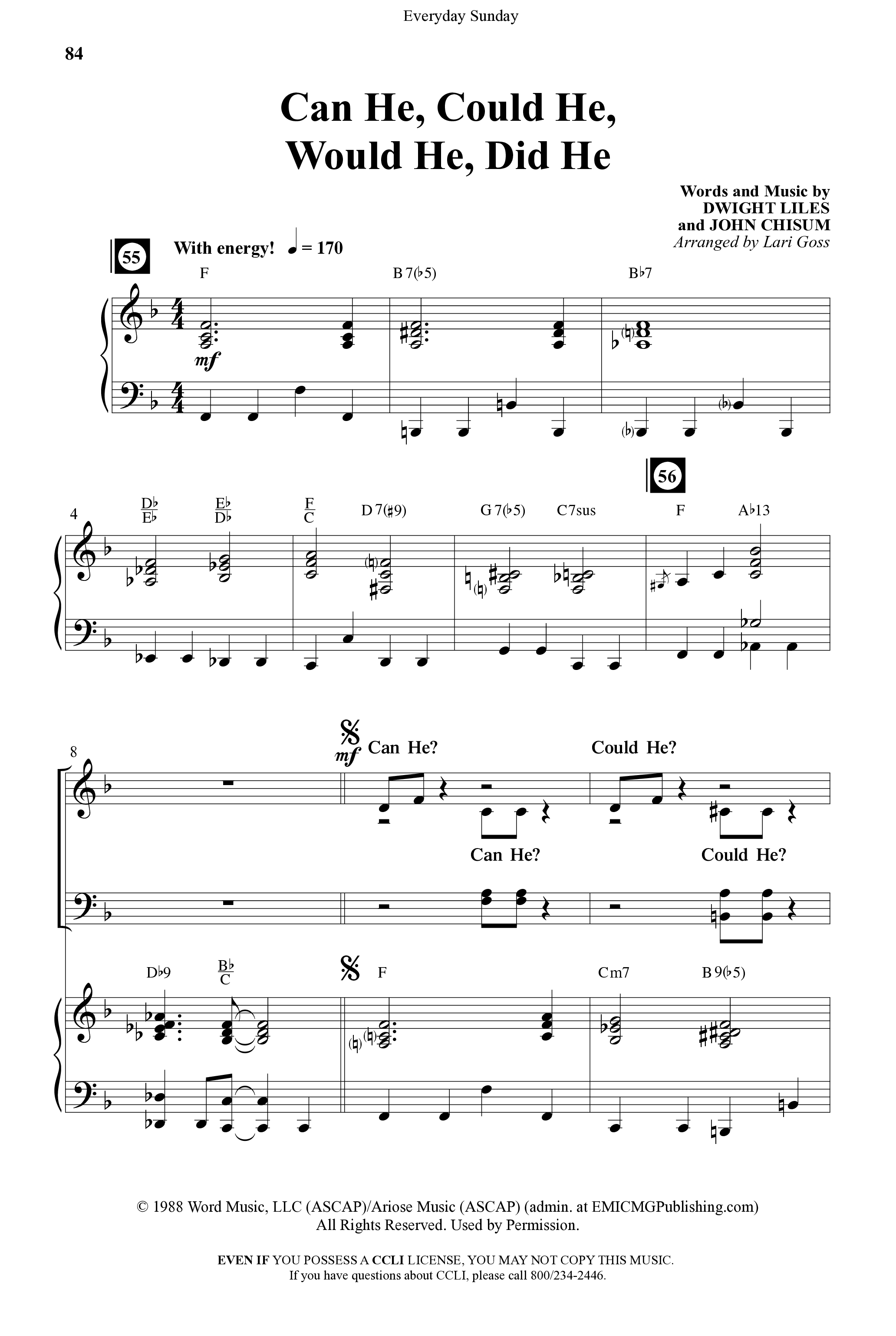 Everyday Sunday (10 Song Choral Collection) Song 7 (Piano SATB) (Word Music Choral / Arr. Lari Goss)
