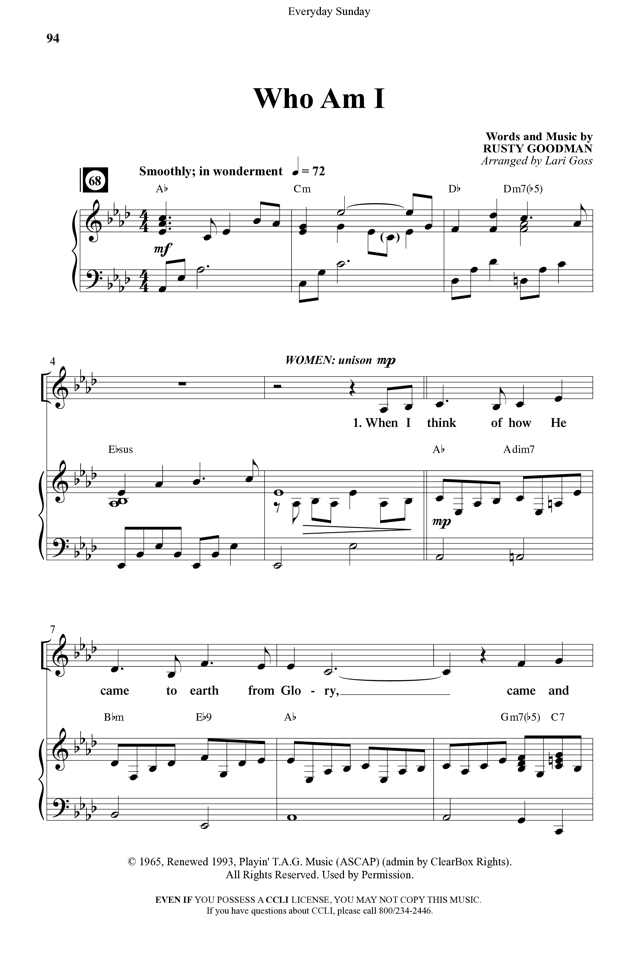 Everyday Sunday (10 Song Choral Collection) Song 8 (Piano SATB) (Word Music Choral / Arr. Lari Goss)