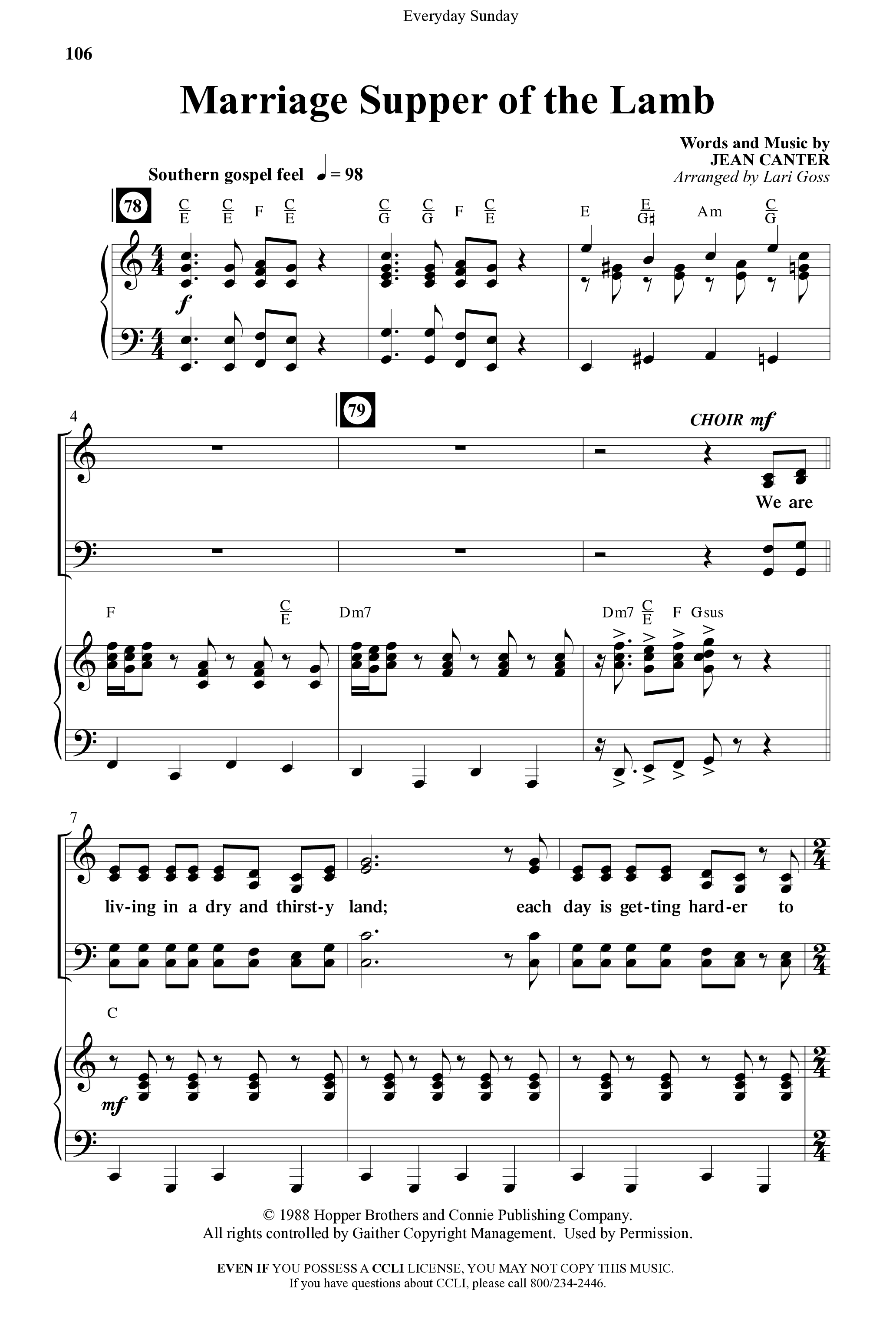 Everyday Sunday (10 Song Choral Collection) Song 9 (Piano SATB) (Word Music Choral / Arr. Lari Goss)