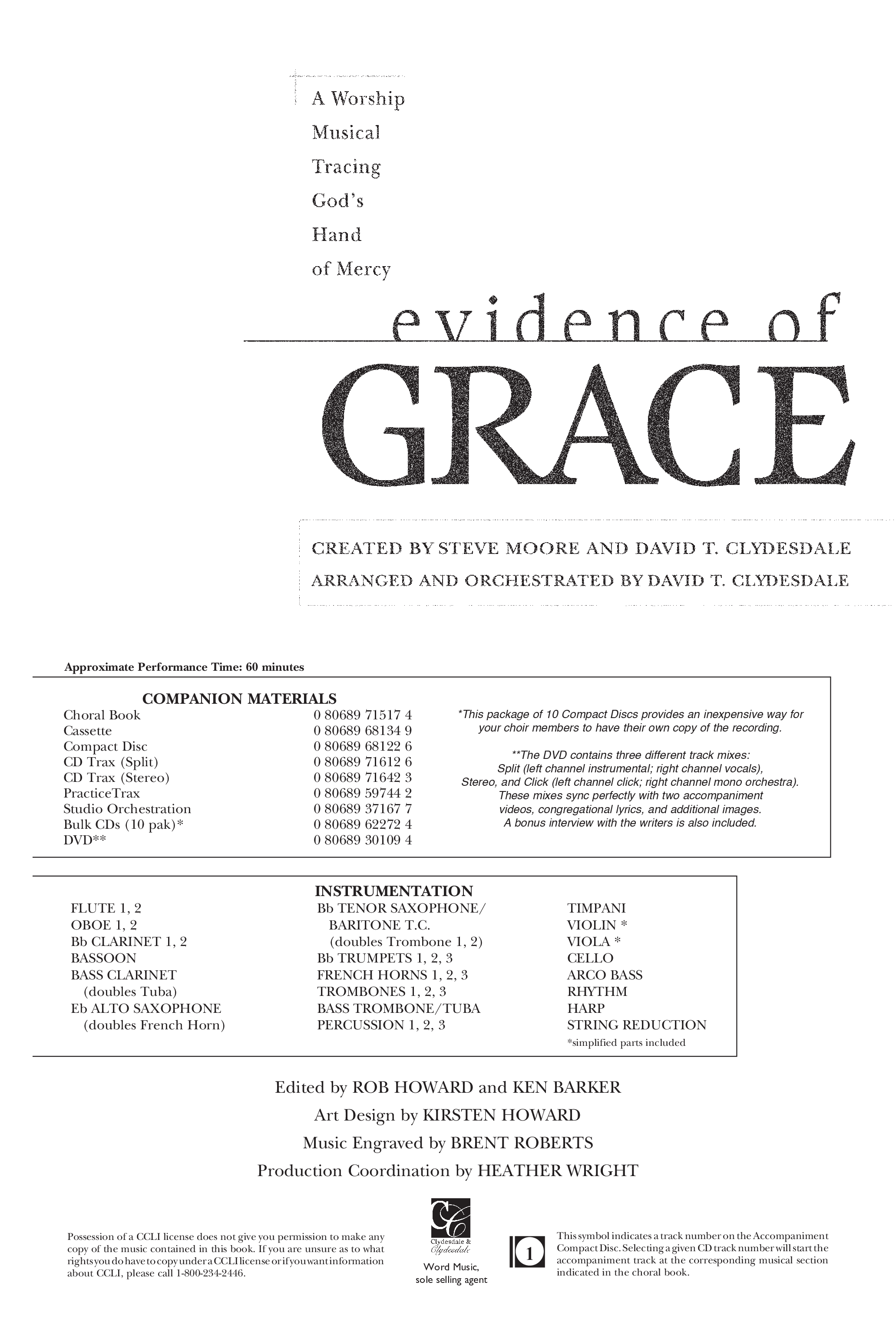 Evidence Of Grace (11 Song Choral Collection) Choral Book (Word Music Choral)