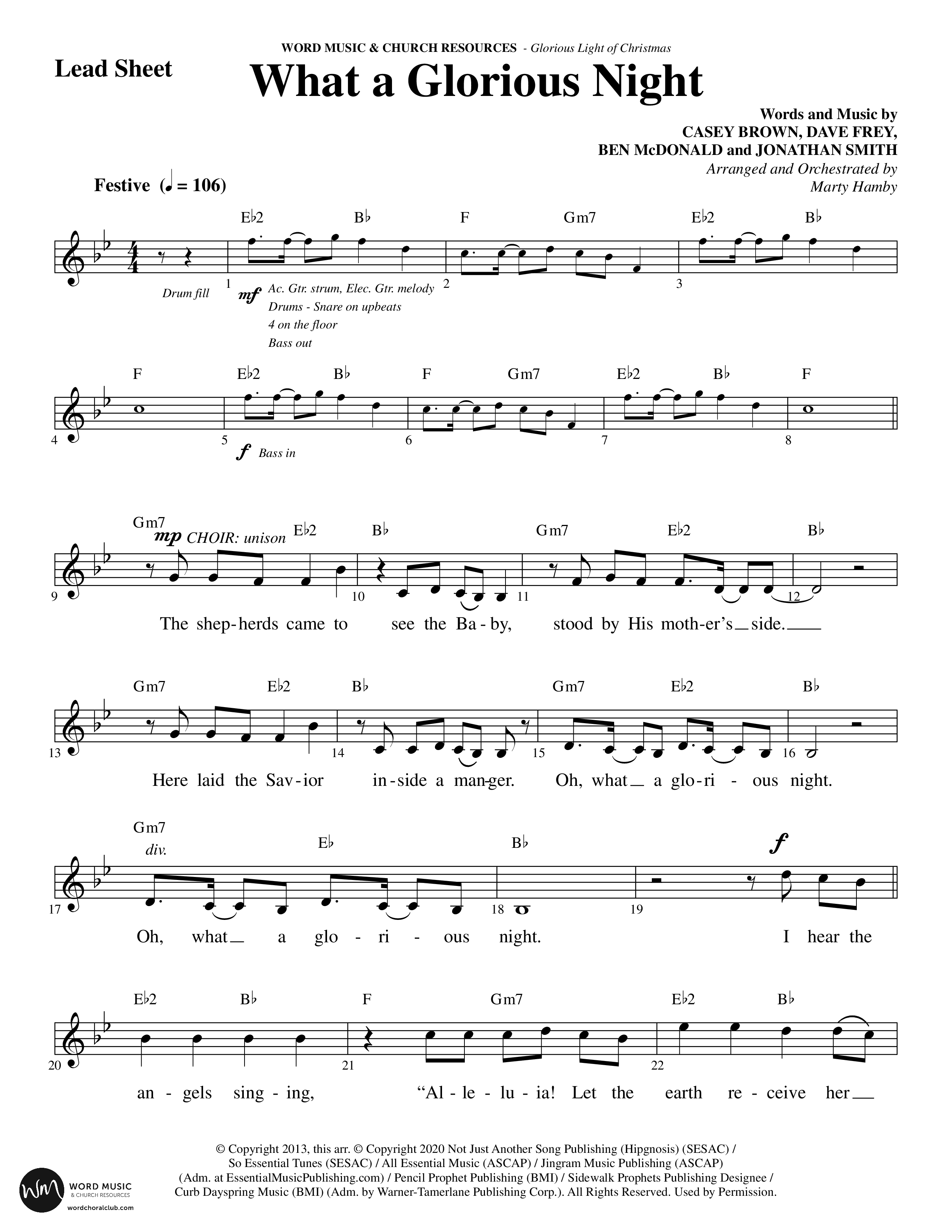 Glorious Light Of Christmas (9 Song Choral Collection) Lead & Chords Collection (Word Music Choral / Arr. Marty Hamby)