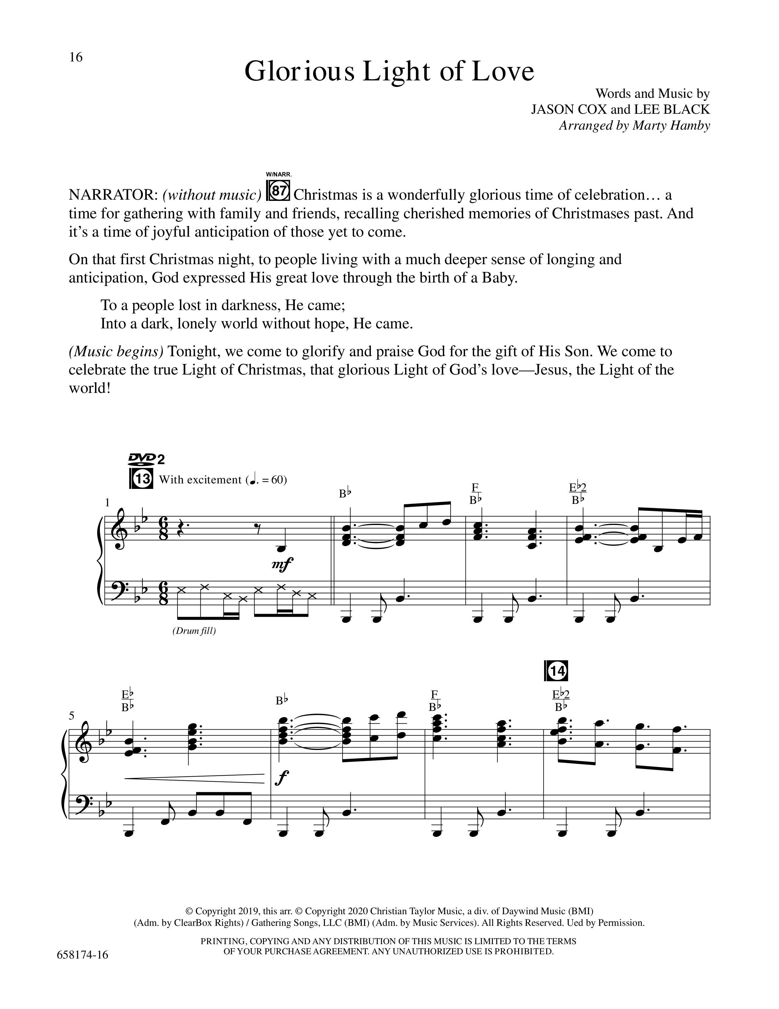 Glorious Light Of Christmas (9 Song Choral Collection) Song 2 (Piano SATB) (Word Music Choral / Arr. Marty Hamby)