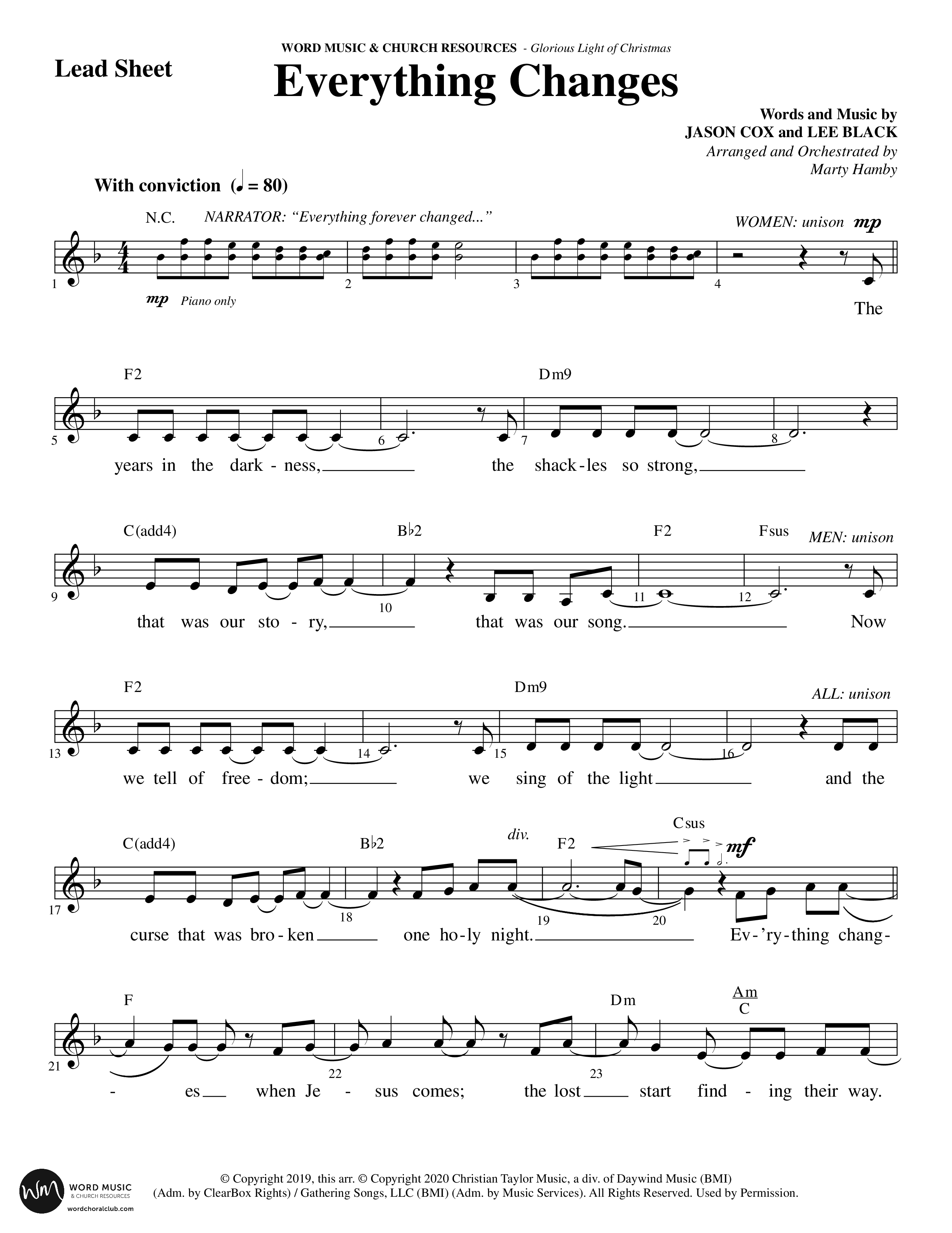 Glorious Light Of Christmas (9 Song Choral Collection) Song 3 (Lead & Chords) (Word Music Choral / Arr. Marty Hamby)