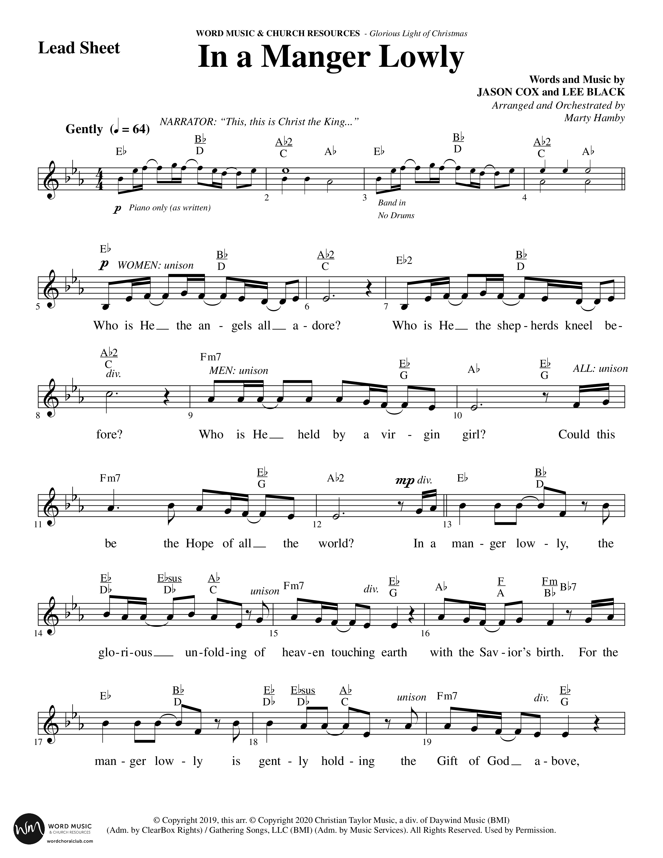 Glorious Light Of Christmas (9 Song Choral Collection) Song 4 (Lead & Chords) (Word Music Choral / Arr. Marty Hamby)