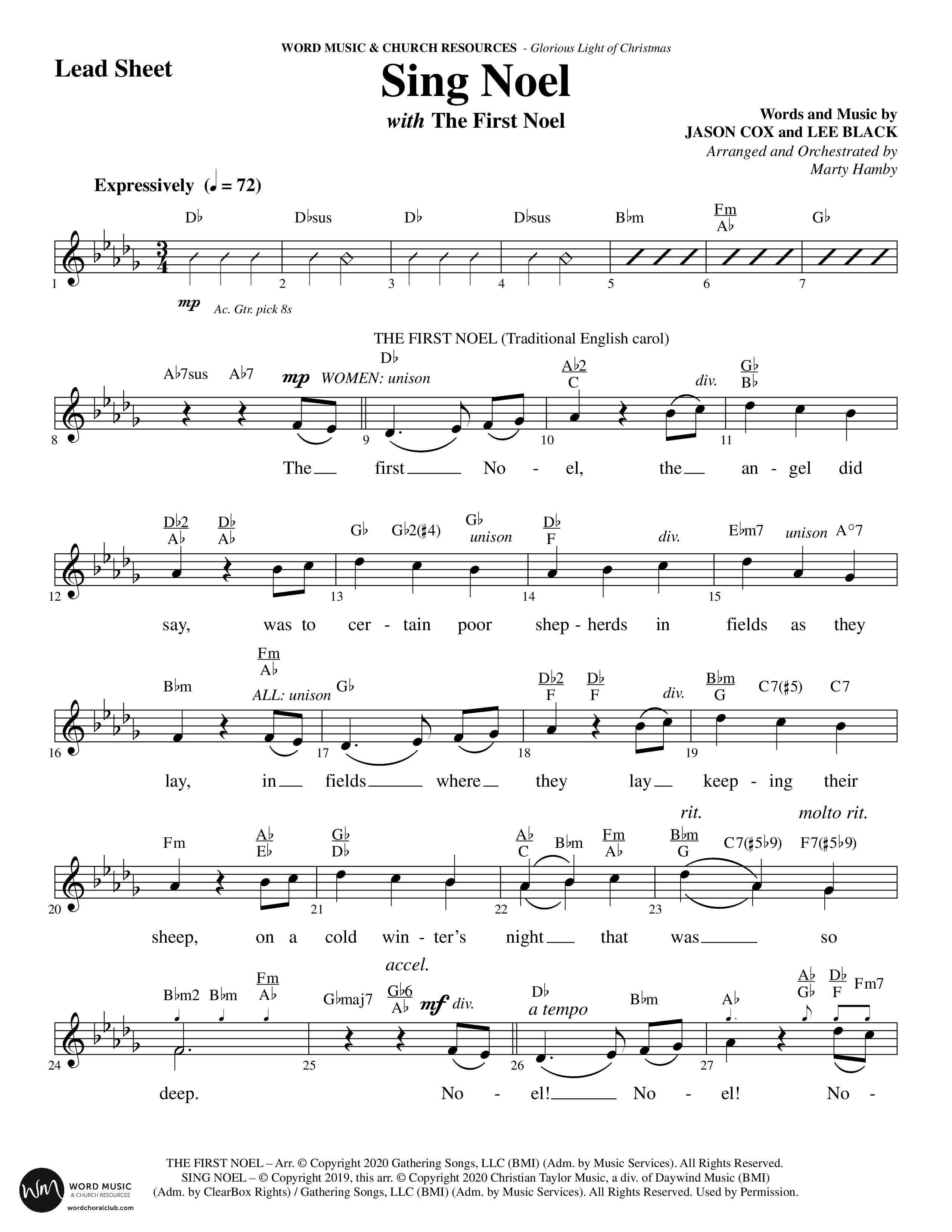Glorious Light Of Christmas (9 Song Choral Collection) Song 5 (Lead & Chords) (Word Music Choral / Arr. Marty Hamby)