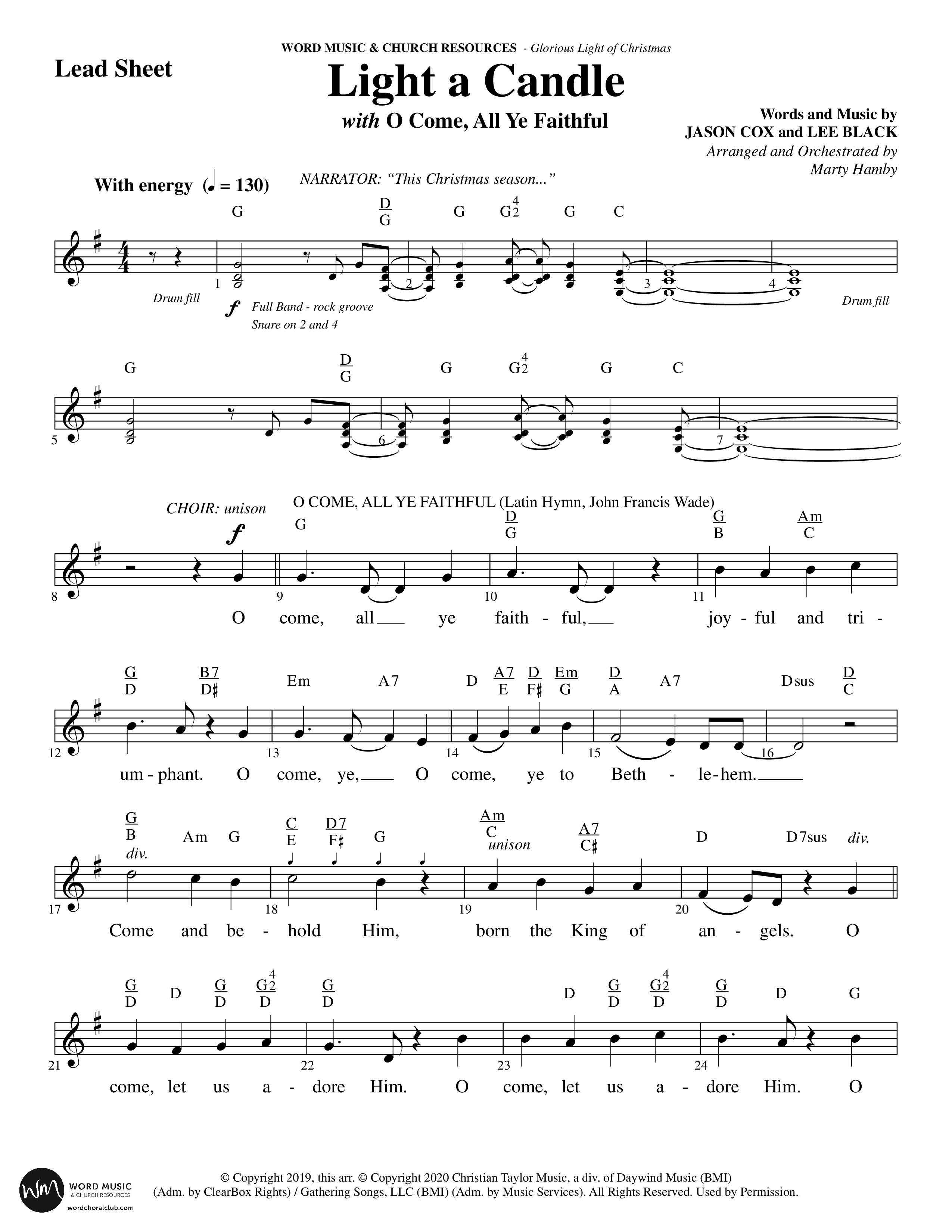 Glorious Light Of Christmas (9 Song Choral Collection) Song 8 (Lead & Chords) (Word Music Choral / Arr. Marty Hamby)