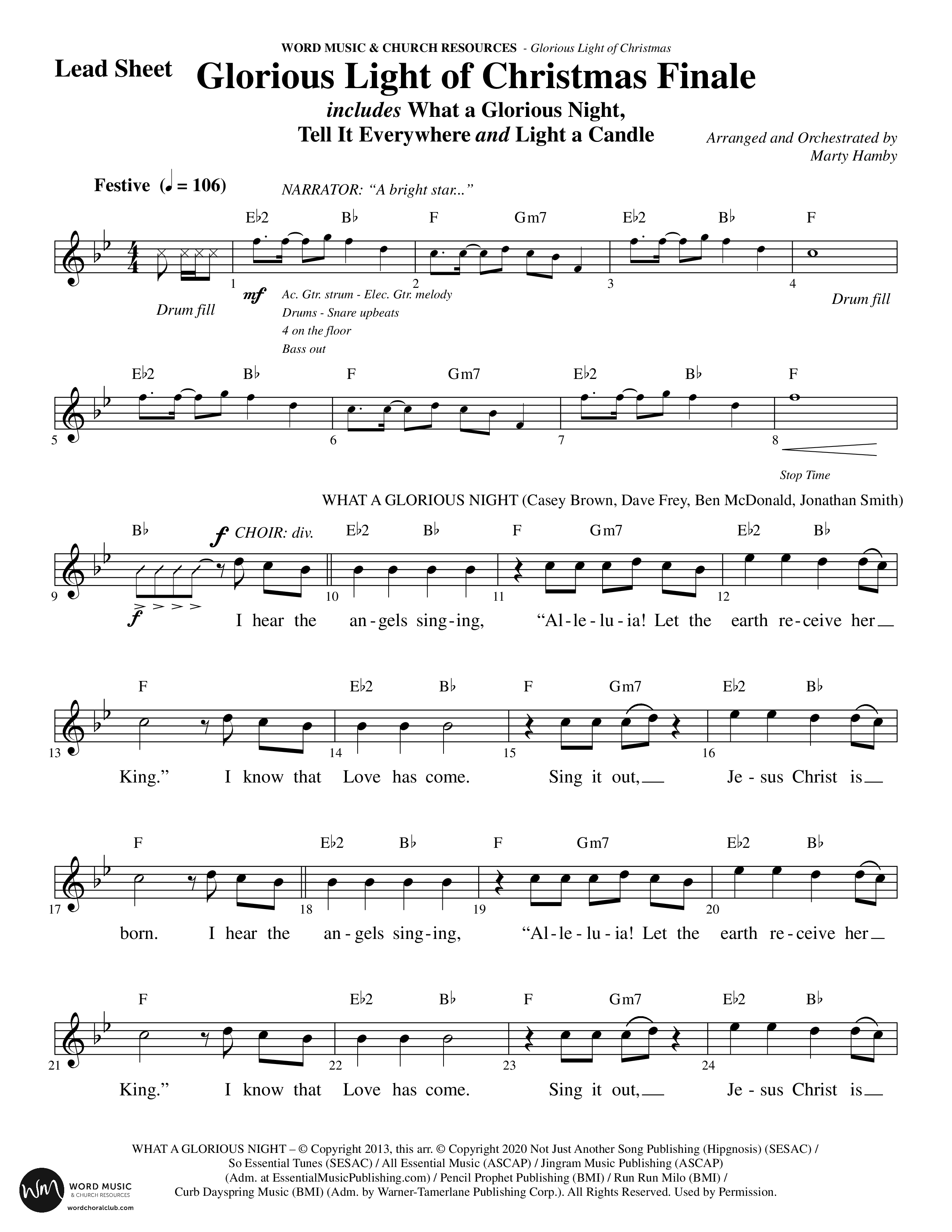 Glorious Light Of Christmas (9 Song Choral Collection) Song 9 (Lead & Chords) (Word Music Choral / Arr. Marty Hamby)
