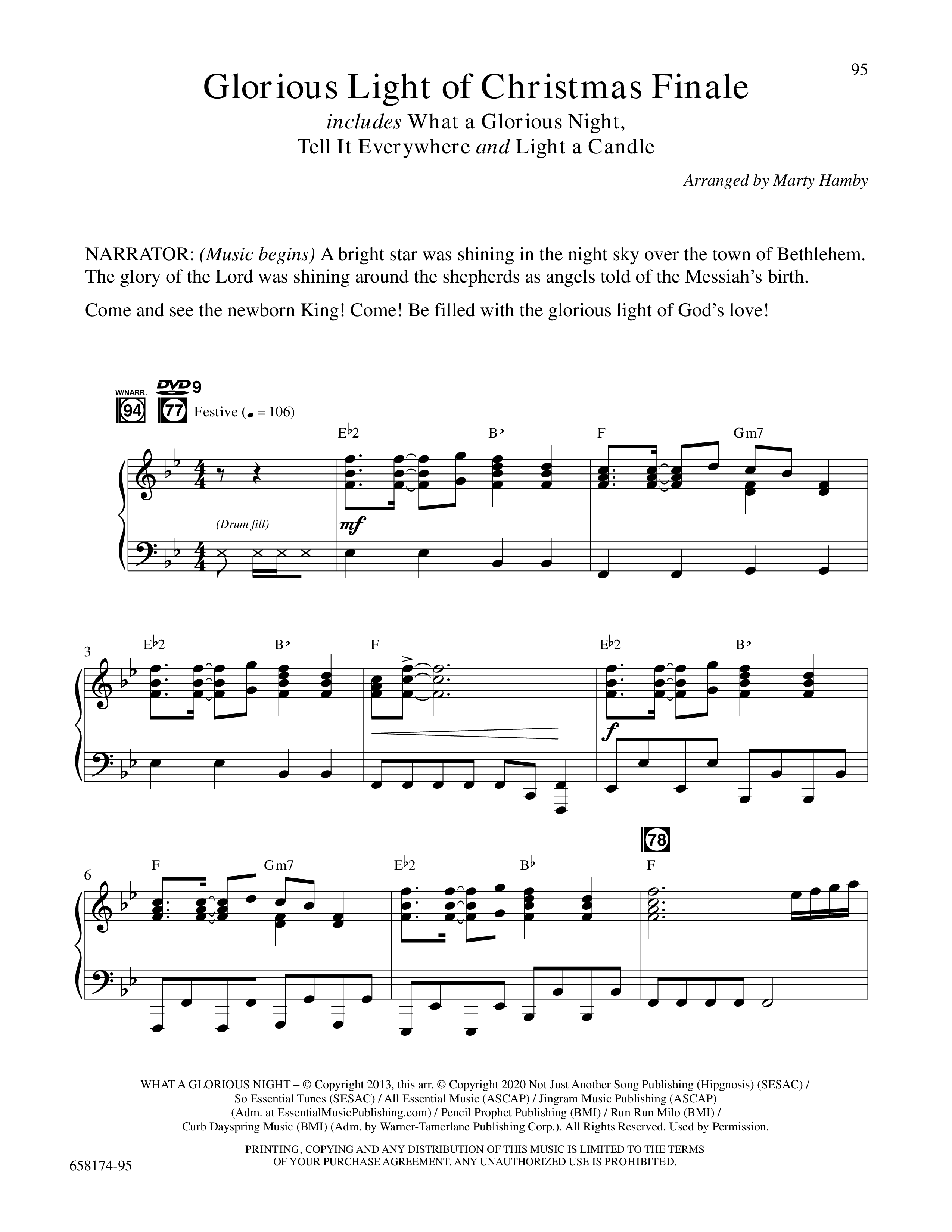 Glorious Light Of Christmas (9 Song Choral Collection) Song 9 (Piano SATB) (Word Music Choral / Arr. Marty Hamby)