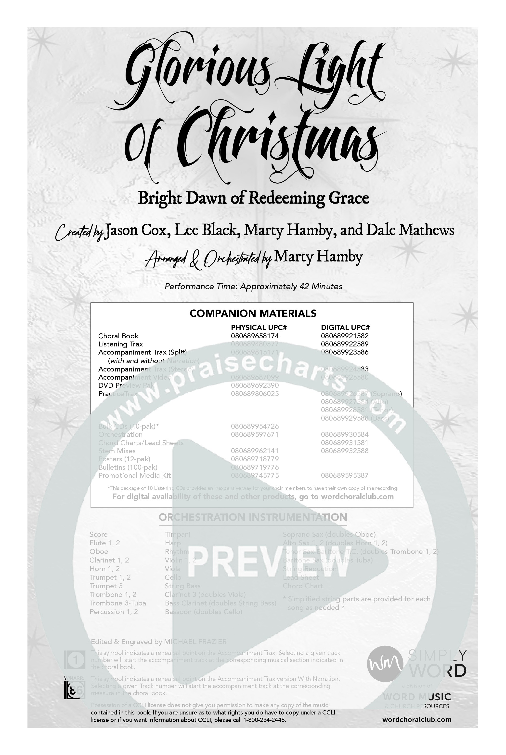 Glorious Light Of Christmas (9 Song Choral Collection) Choral Book (Word Music Choral / Arr. Marty Hamby)