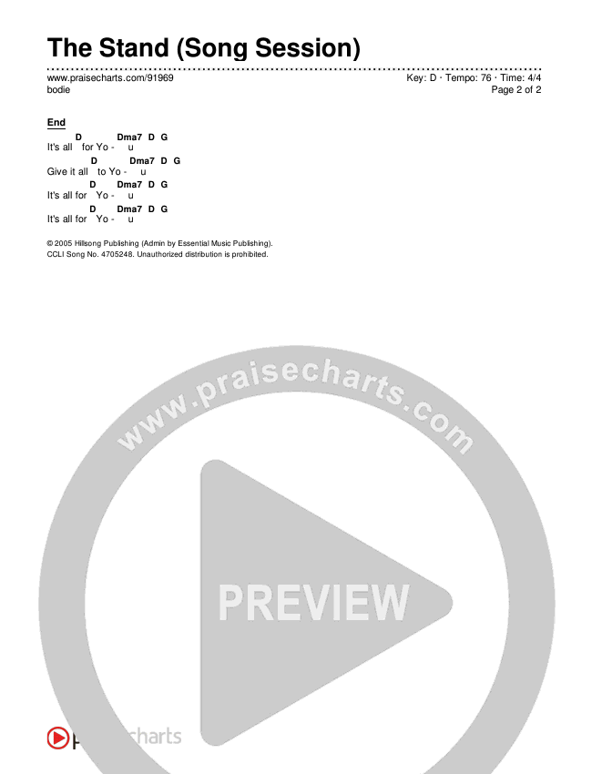The Stand (Song Session) Chords & Lyrics (bodie)