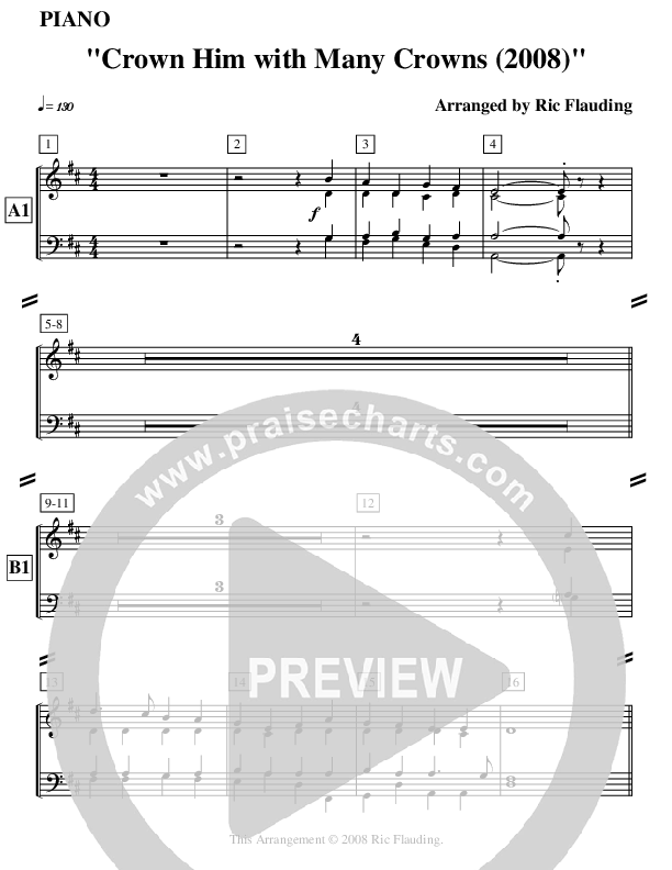 Crown Him With Many Crowns (Instrumental) Piano Sheet ()