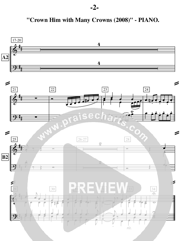 Crown Him With Many Crowns (Instrumental) Piano Sheet ()