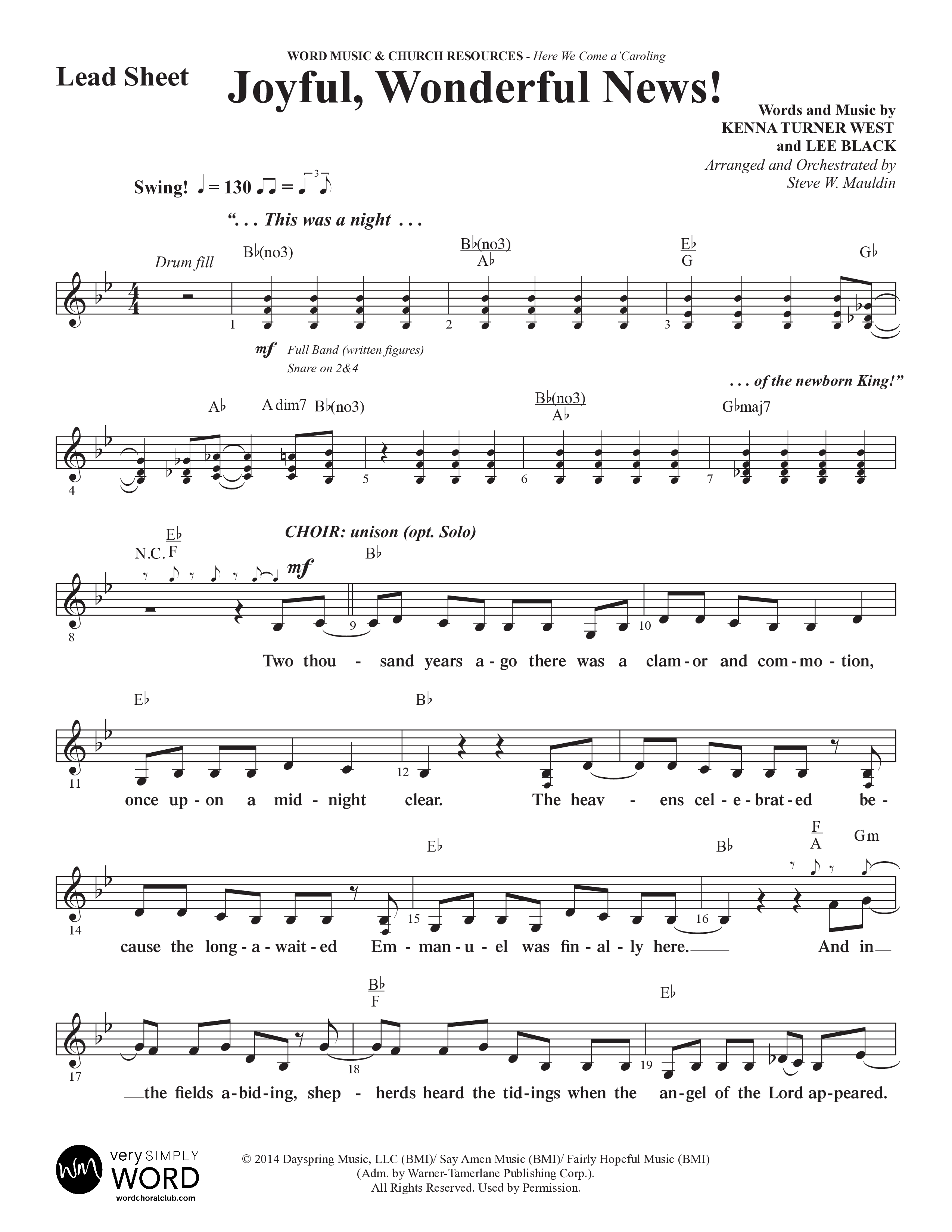 Here We Come a'Caroling (5 Song Choral Collection) Song 3 (Lead & Chords) (Word Music Choral)