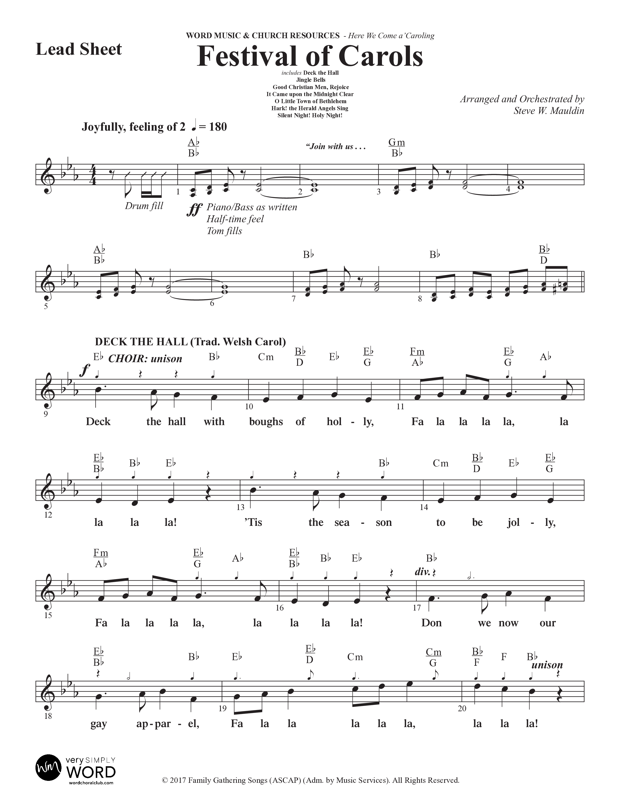 Here We Come a'Caroling (5 Song Choral Collection) Song 4 (Lead & Chords) (Word Music Choral)