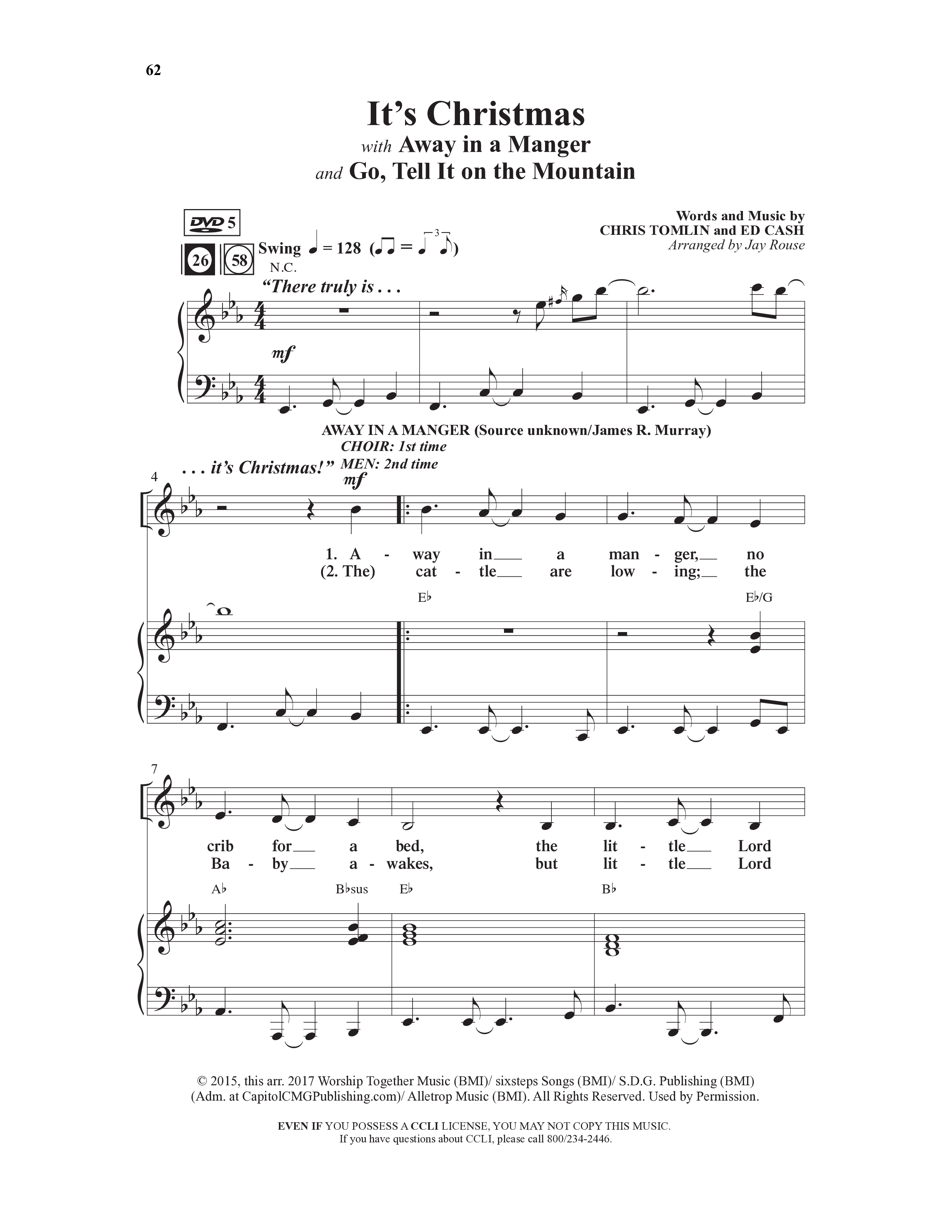 Here We Come a'Caroling (5 Song Choral Collection) Song 5 (Piano SATB) (Word Music Choral)