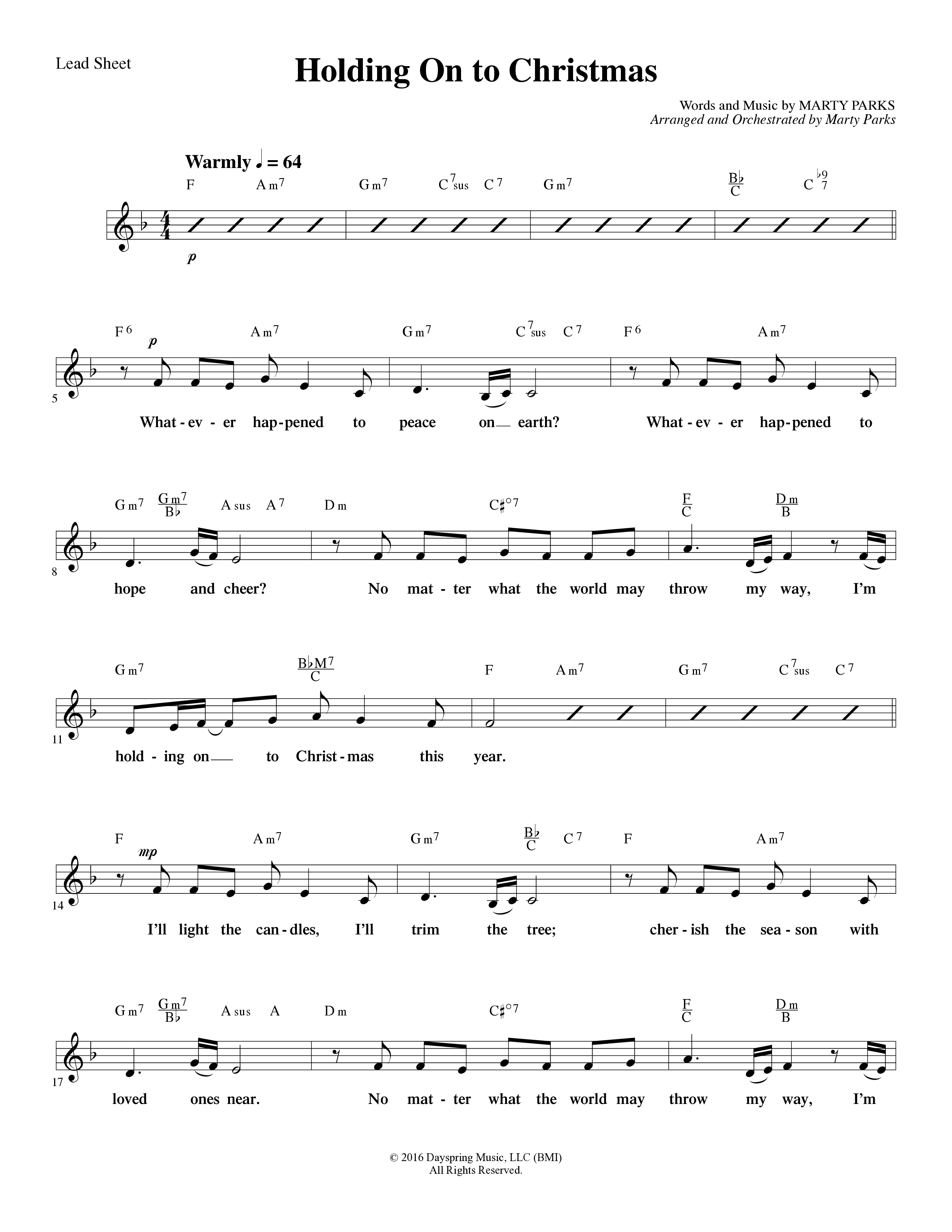 Holding On To Christmas (9 Song Choral Collection) Song 2 (Lead & Chords) (Word Music Choral / Arr. Marty Parks)
