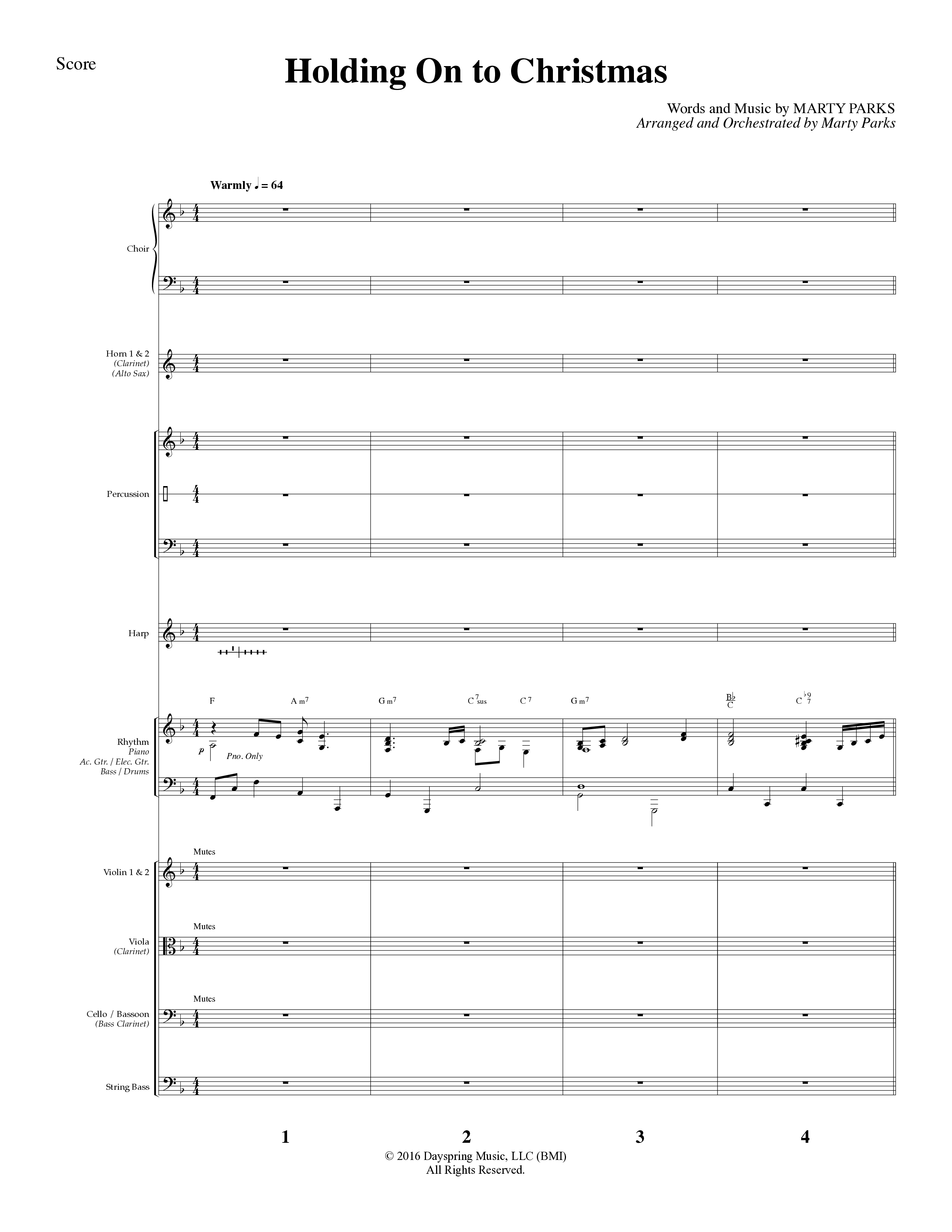 Holding On To Christmas (9 Song Choral Collection) Song 2 (Orchestration) (Word Music Choral / Arr. Marty Parks)