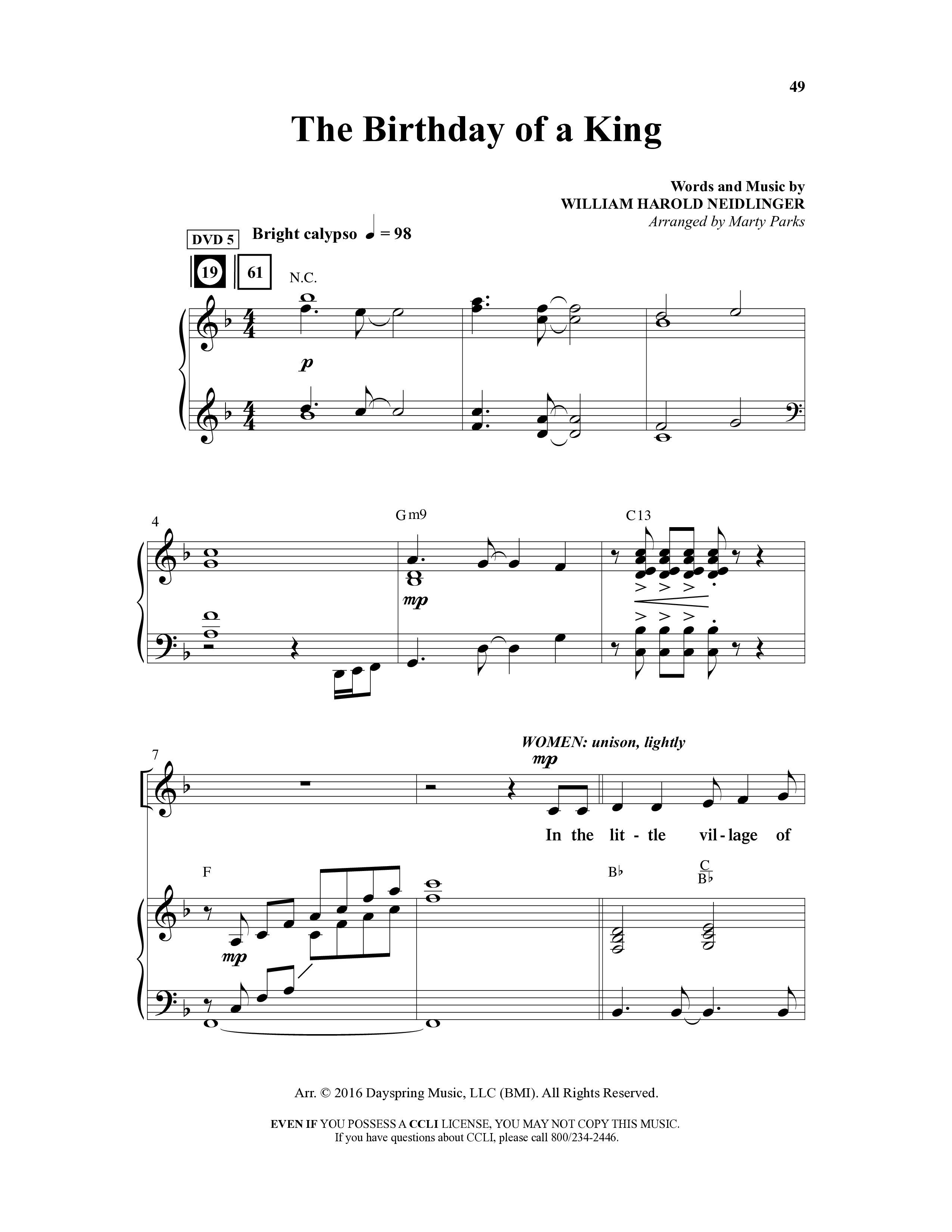 Holding On To Christmas (9 Song Choral Collection) Song 5 (Piano SATB) (Word Music Choral / Arr. Marty Parks)