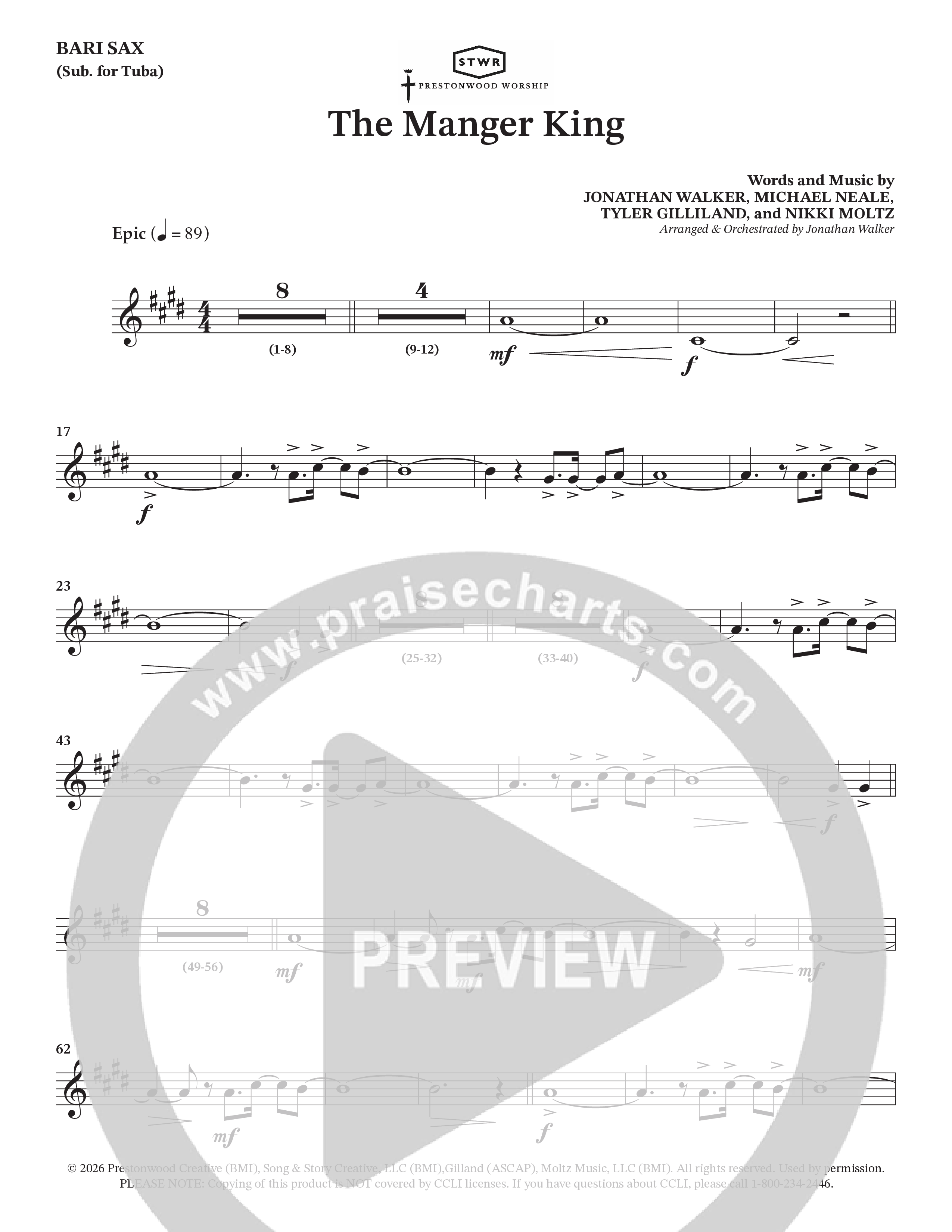 The Manger King (Choral Anthem SATB) Bari Sax (Prestonwood Worship / Arr. Jonathan Walker)