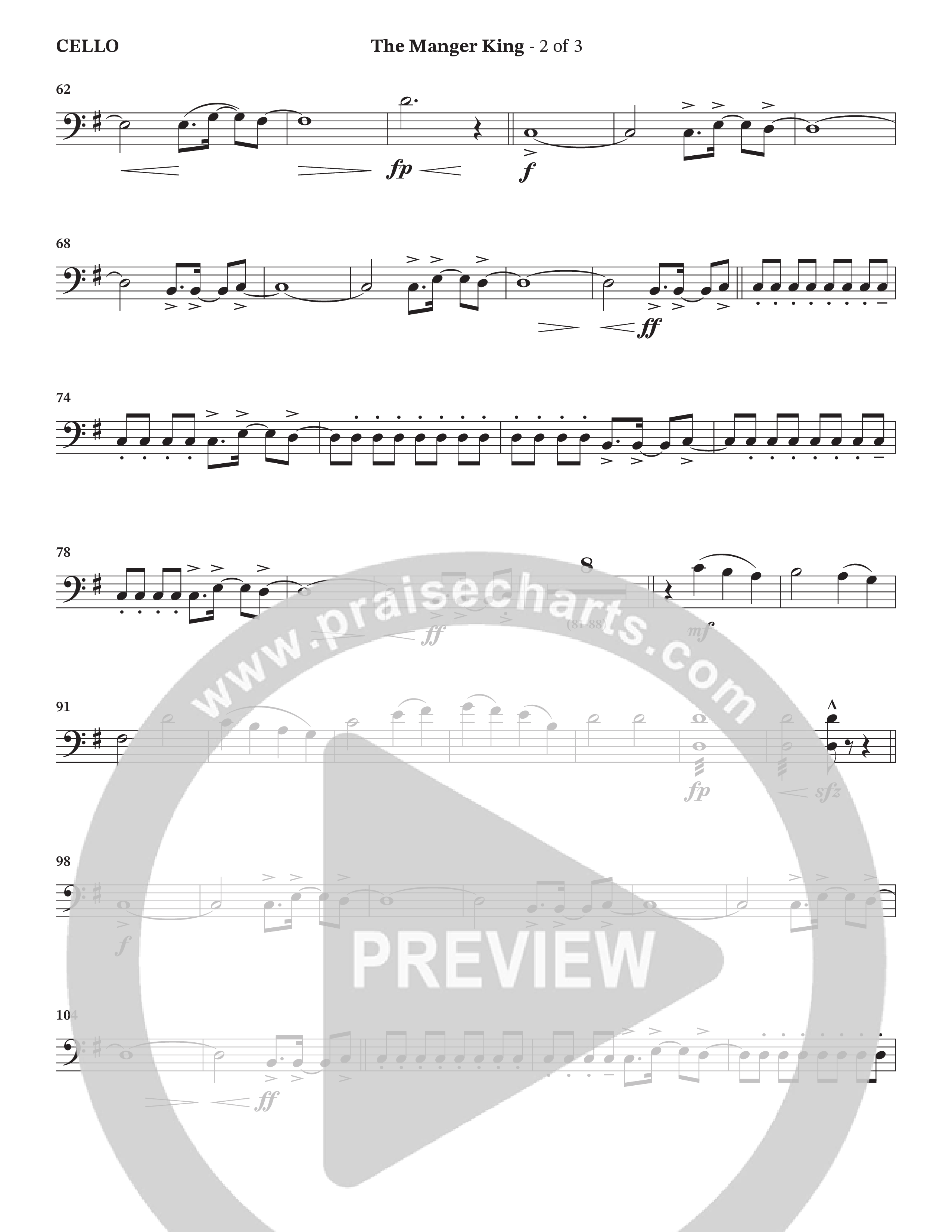 The Manger King (Choral Anthem SATB) Cello (Prestonwood Worship / Arr. Jonathan Walker)